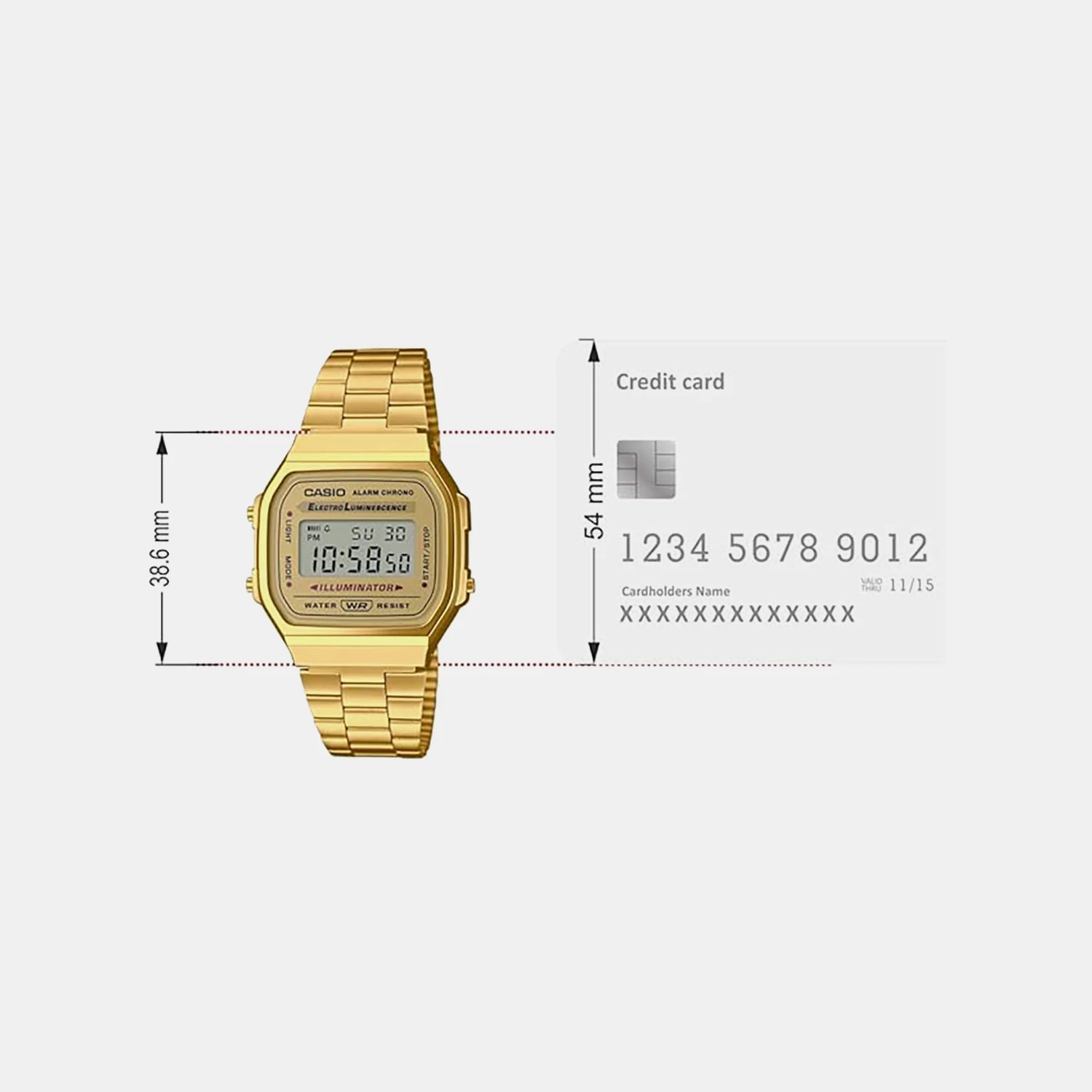 Vintage Men Quartz Gold Dial Digital Stainless Steel Watch D169 - Image 6