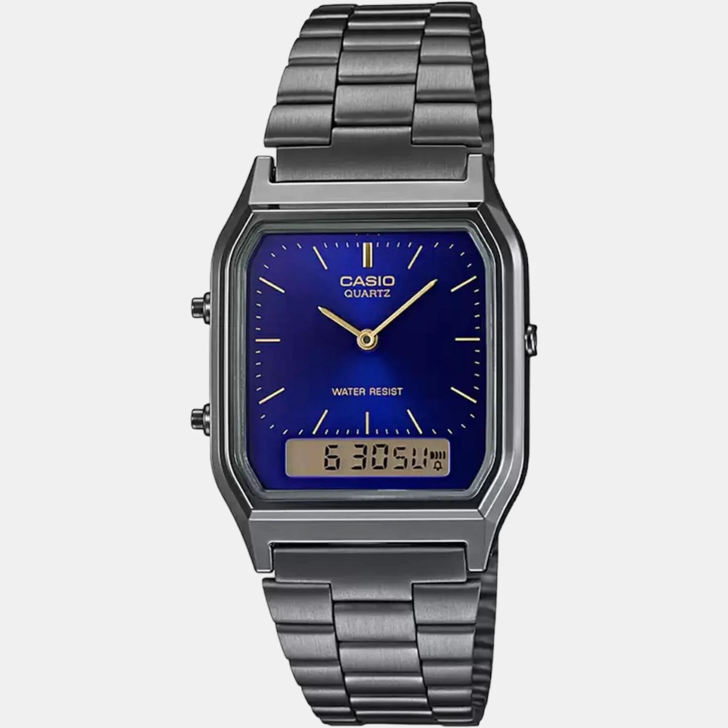 Vintage Unisex Quartz Black Dial Analog-Digital Stainless Steel Watch D183 - Image 2