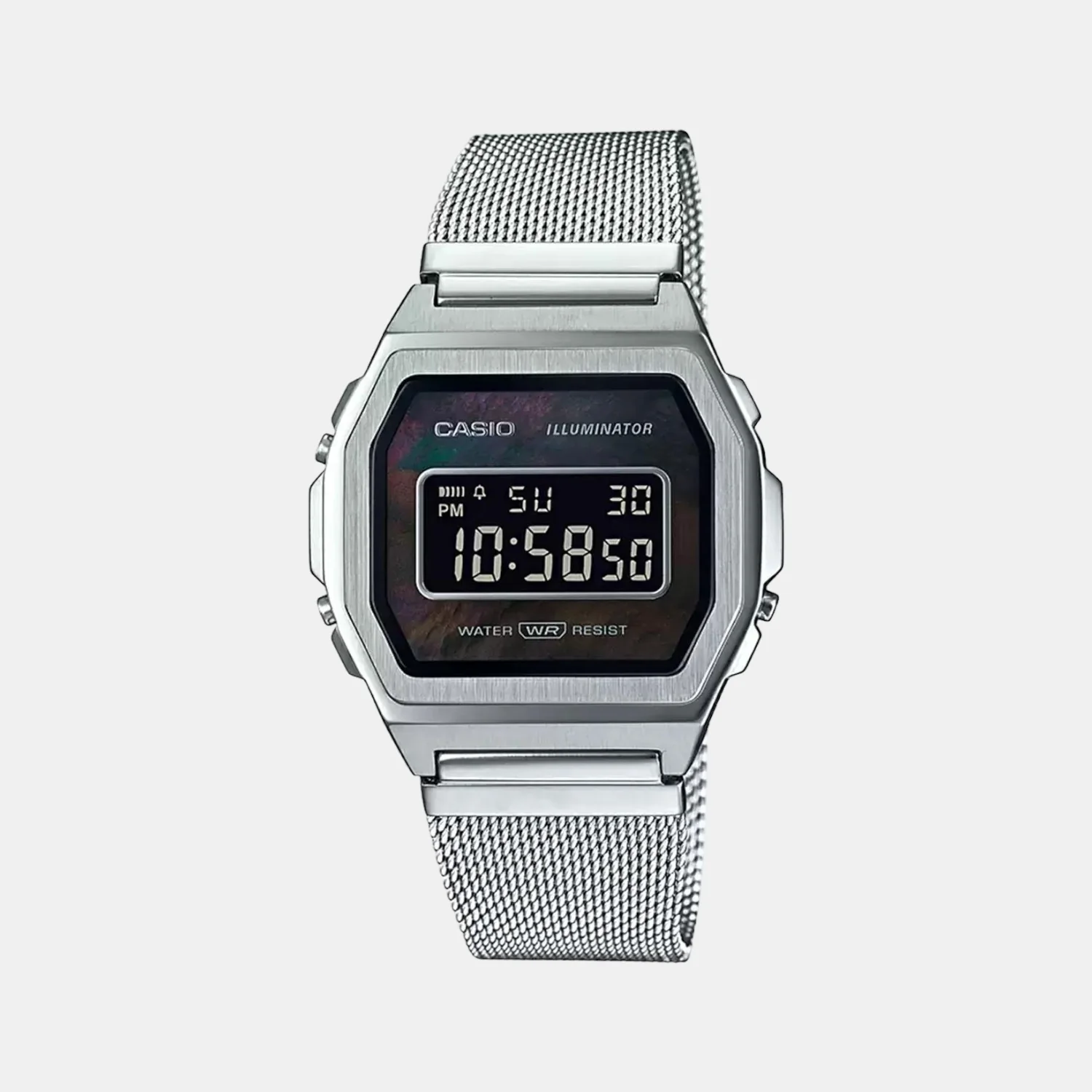 Vintage Unisex Quartz Black Dial Digital Stainless Steel Watch D194