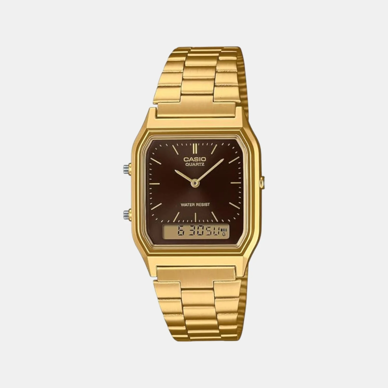 Vintage Unisex Quartz Brown Dial Analog-Digital Stainless Steel Watch D369 - Image 5