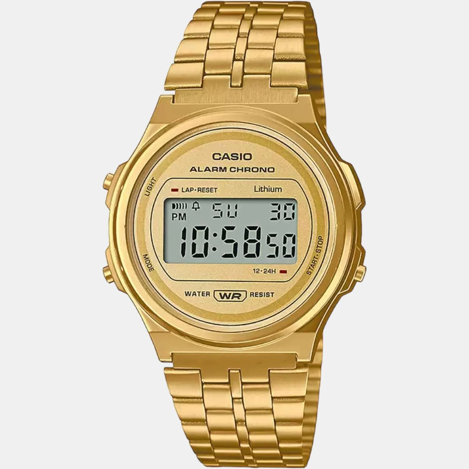 Vintage Unisex Quartz Gold Dial Digital Stainless Steel Watch D224 - Image 2