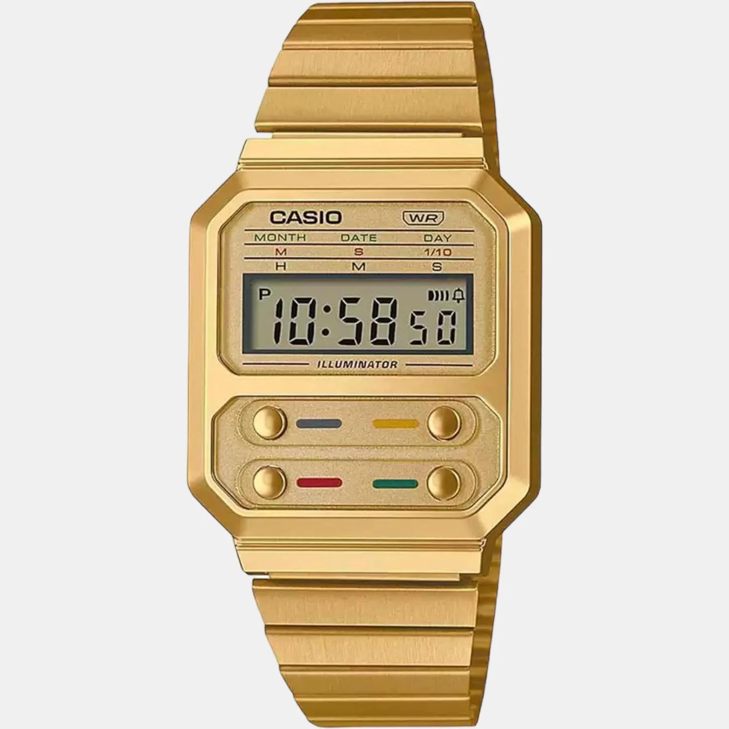 Vintage Unisex Quartz Gold Dial Digital Stainless Steel Watch D240 - Image 2