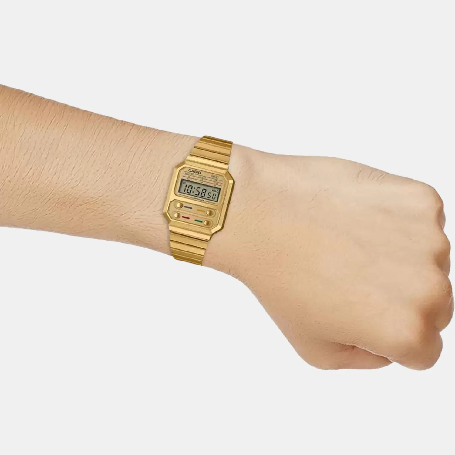 Vintage Unisex Quartz Gold Dial Digital Stainless Steel Watch D240 - Image 7