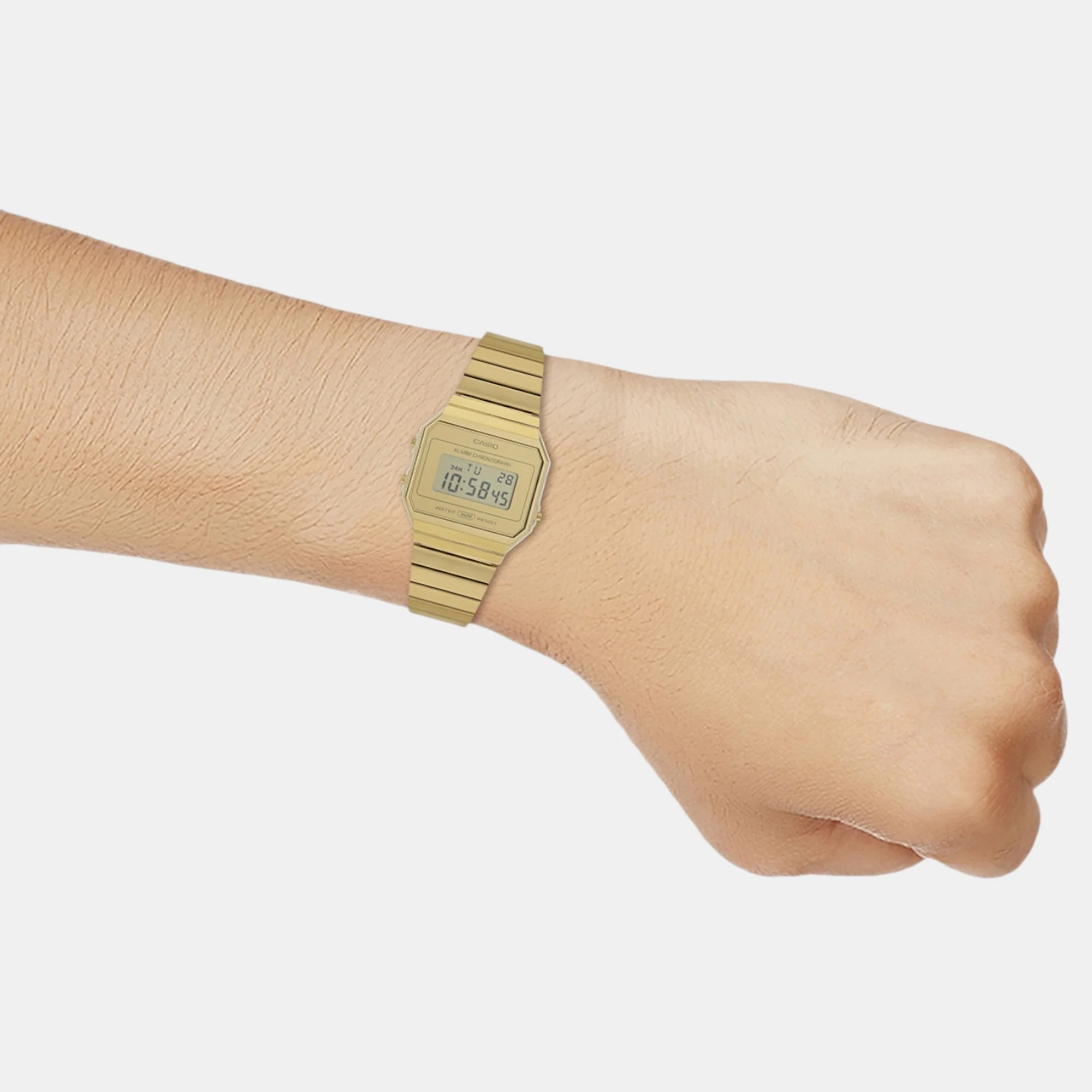 Vintage Unisex Quartz Gold Dial Digital Stainless Steel Watch D347 - Image 7