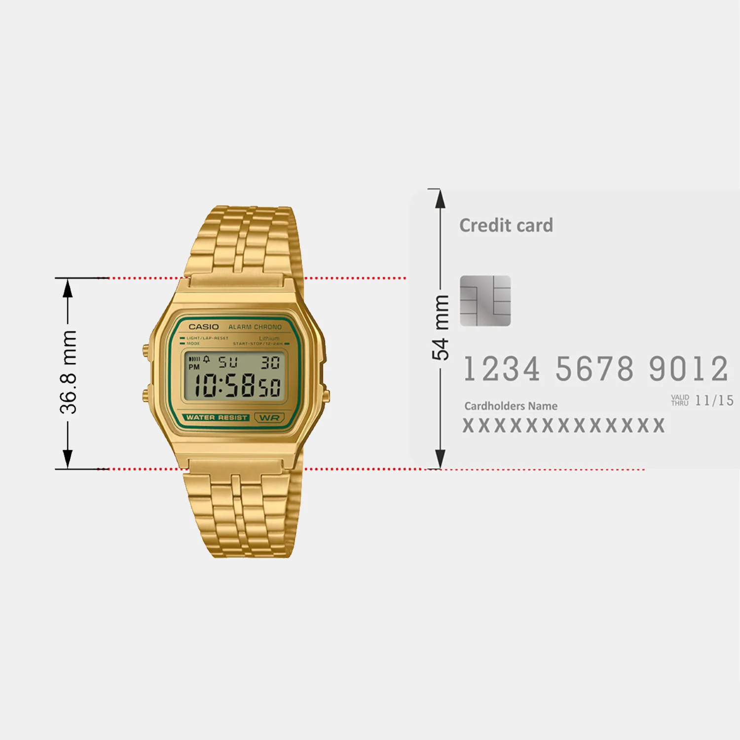 Vintage Unisex Quartz Gold Dial Digital Stainless Steel Watch D377 - Image 7