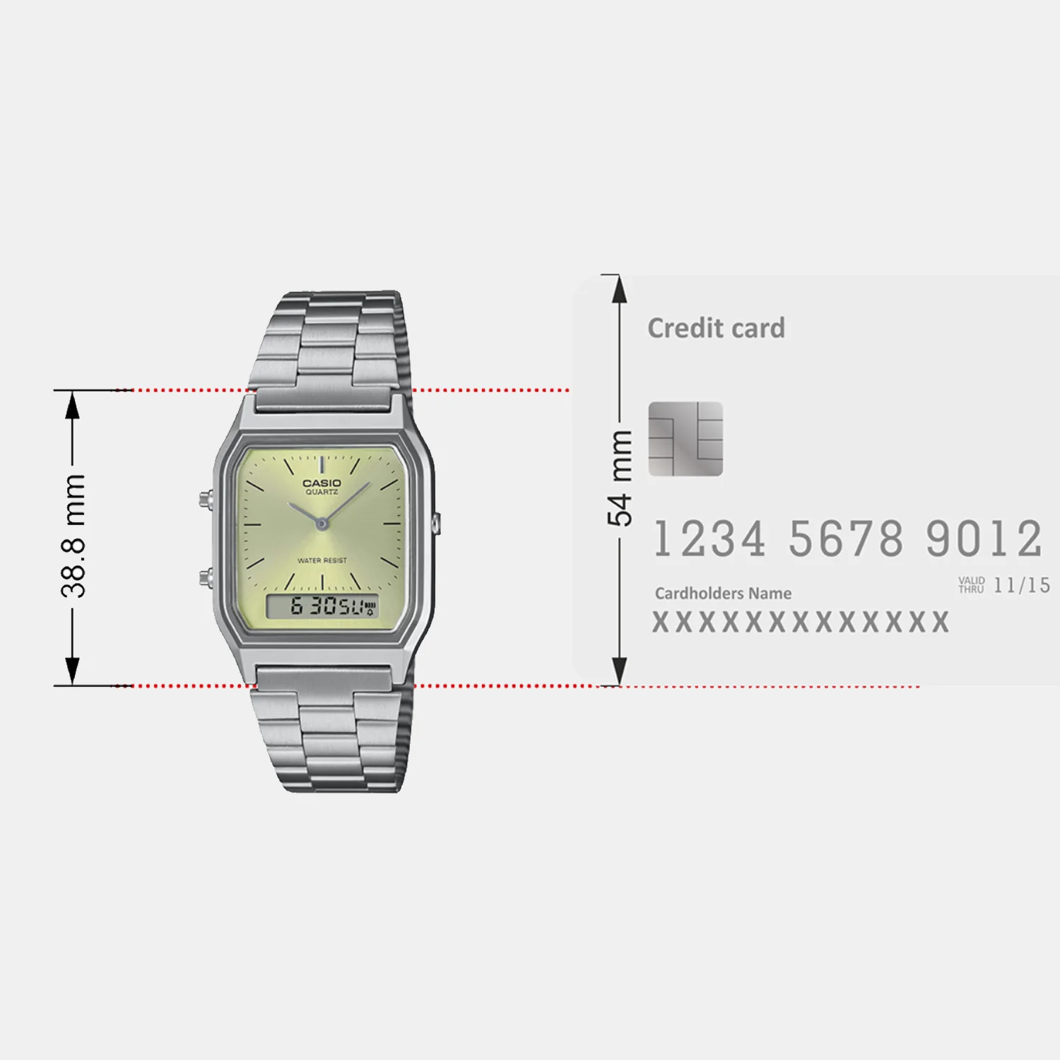 Vintage Unisex Quartz Green Dial Analog-Digital Stainless Steel Watch AD280 - Image 7