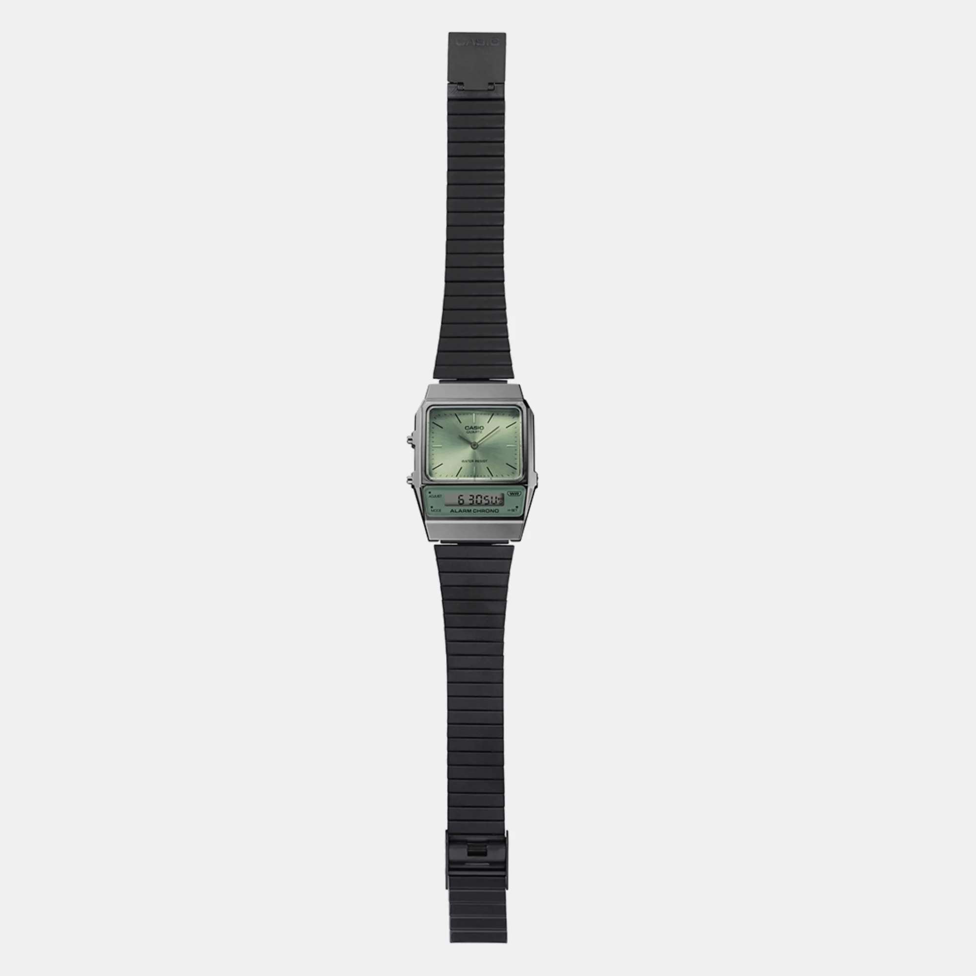 Vintage Unisex Quartz Green Dial Analog-Digital Stainless Steel Watch D304 - Image 5