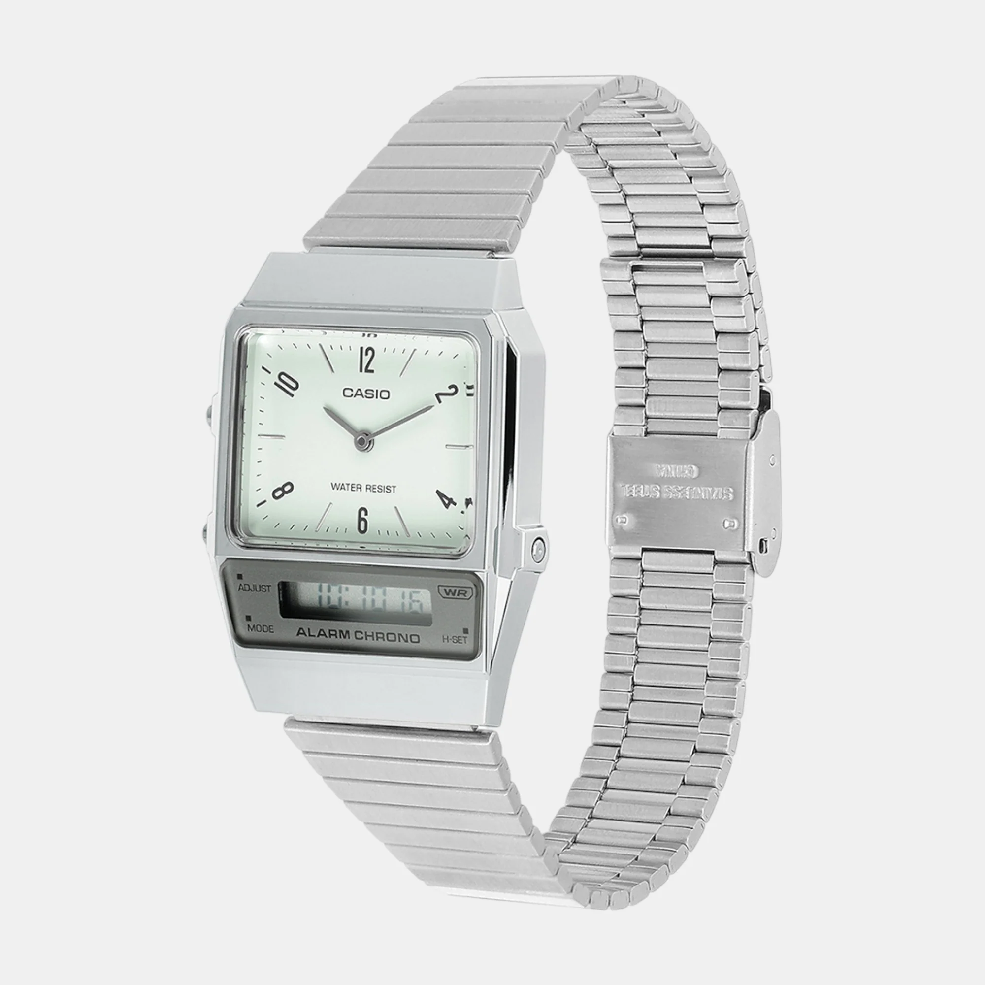 Vintage Unisex Quartz Green Dial Analog-Digital Stainless Steel Watch D362 - Image 3