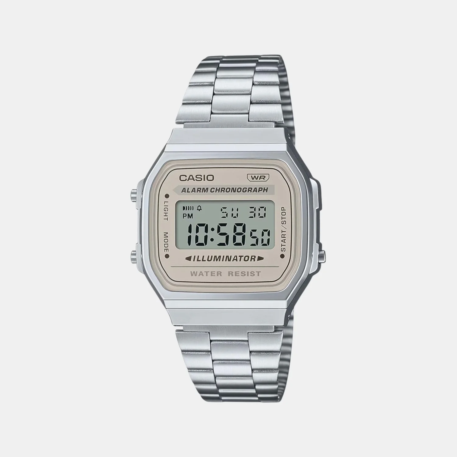 Vintage Unisex Quartz Light Brown Dial Digital Stainless Steel Watch D332