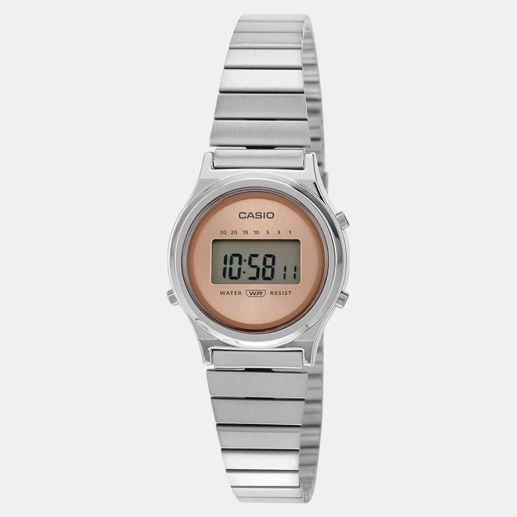 Vintage Unisex Quartz Pink Dial Digital Stainless Steel Watch A2231 - Image 2