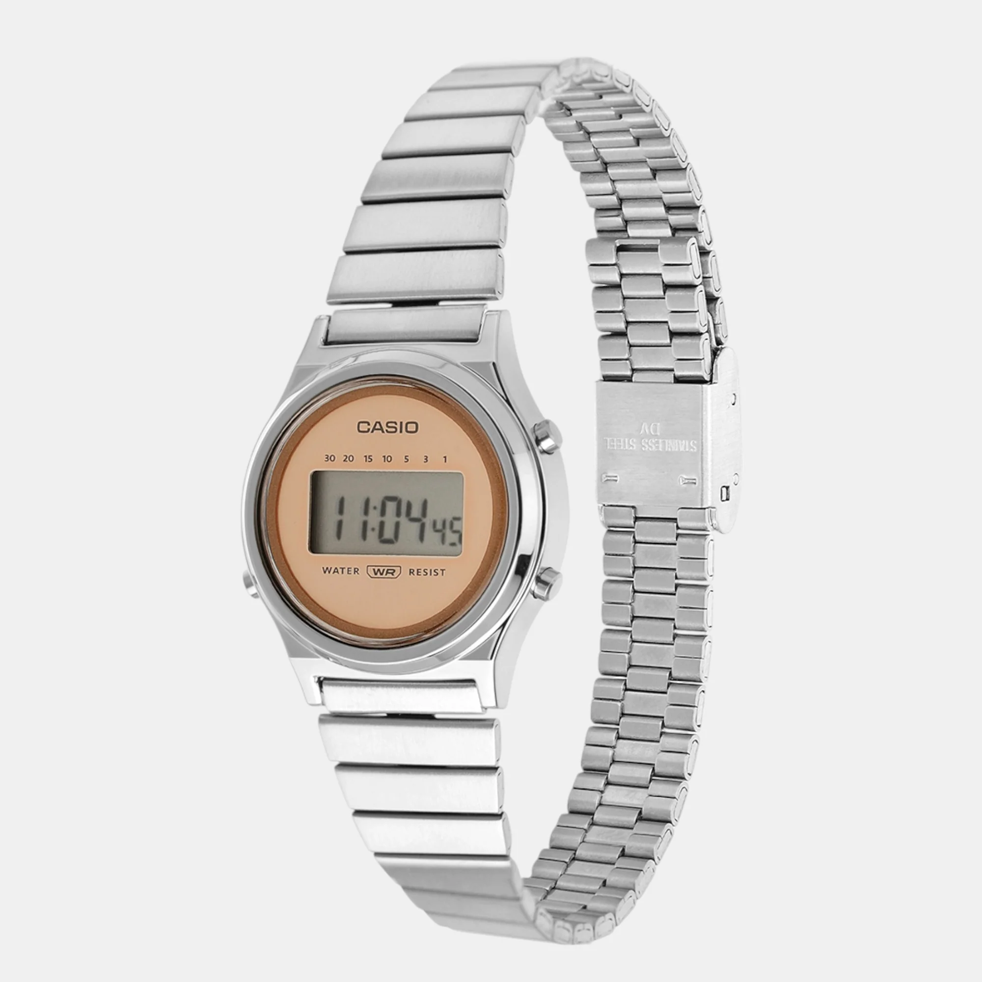 Vintage Unisex Quartz Pink Dial Digital Stainless Steel Watch A2231 - Image 3