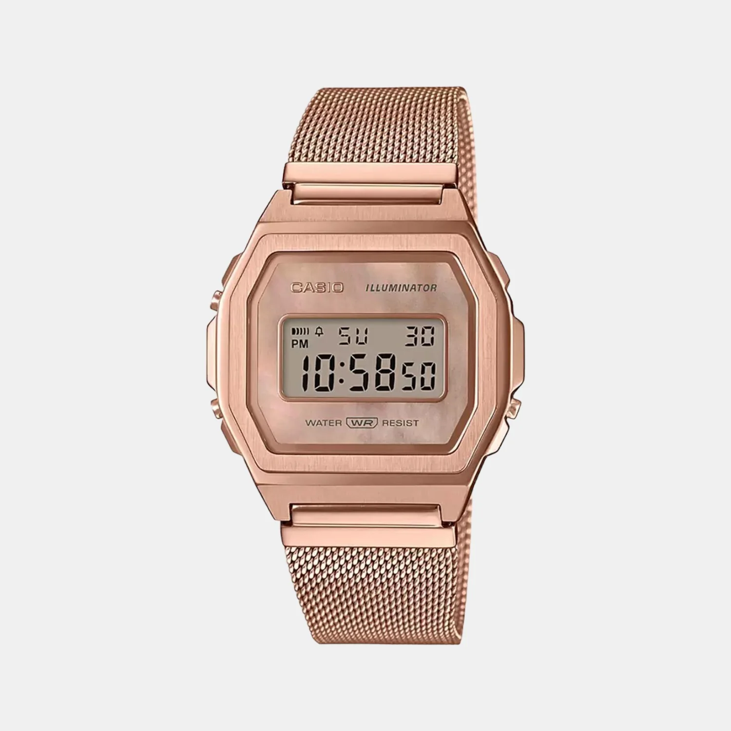 Vintage Unisex Quartz Rose Gold Dial Digital Mesh Watch D196 - Image 2