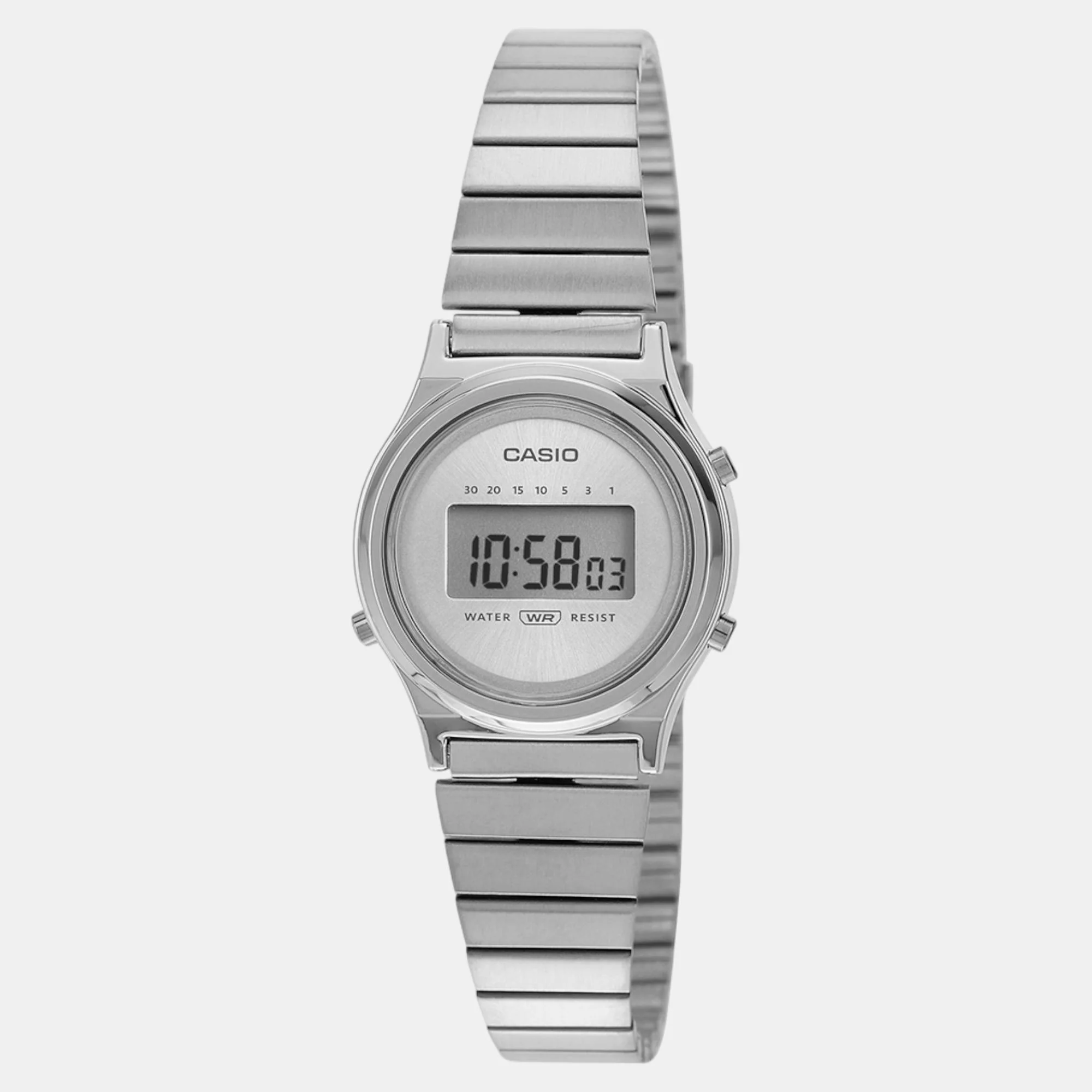 Vintage Unisex Quartz Silver Dial Digital Stainless Steel Watch A2232