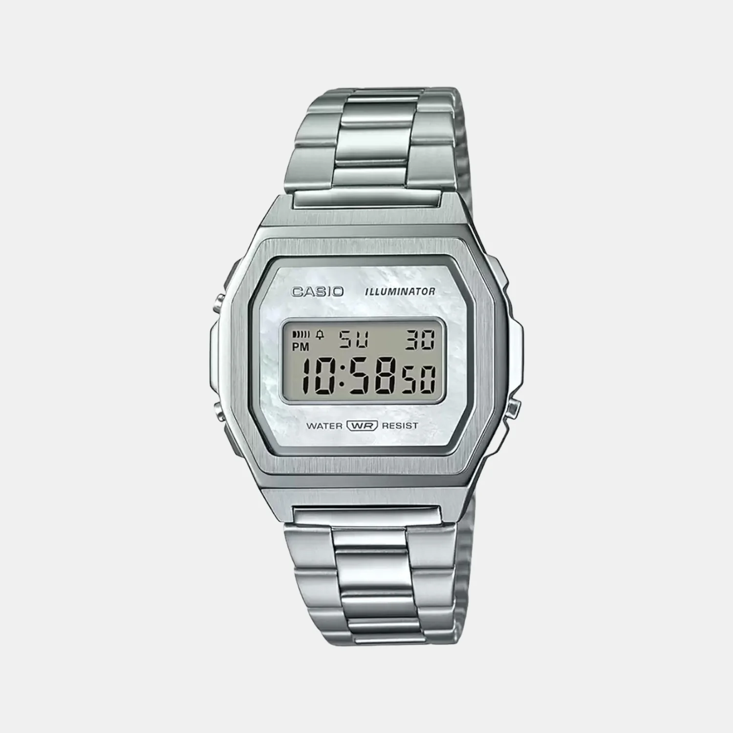 Vintage Unisex Quartz Silver Dial Digital Stainless Steel Watch D193