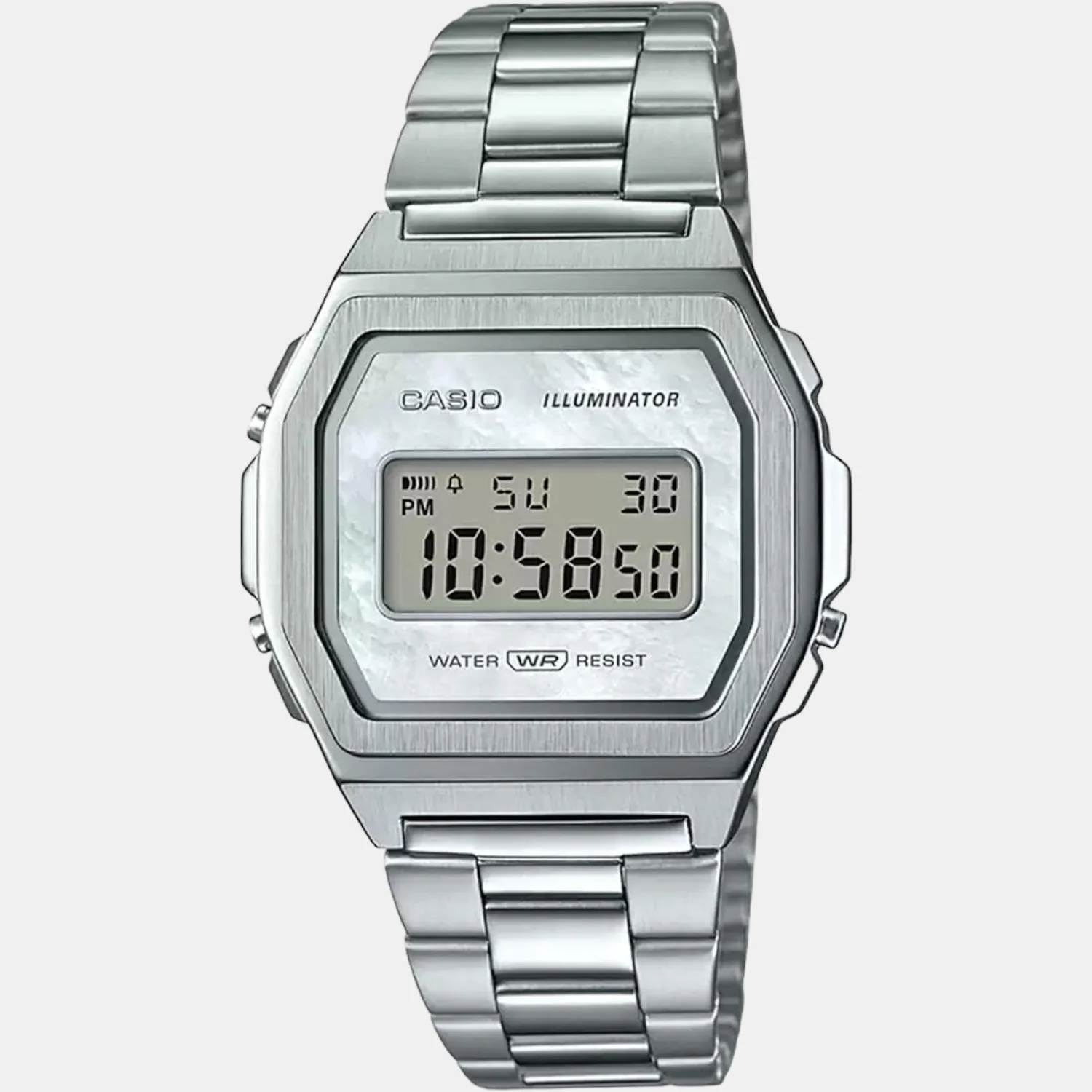 Vintage Unisex Quartz Silver Dial Digital Stainless Steel Watch D193 - Image 2