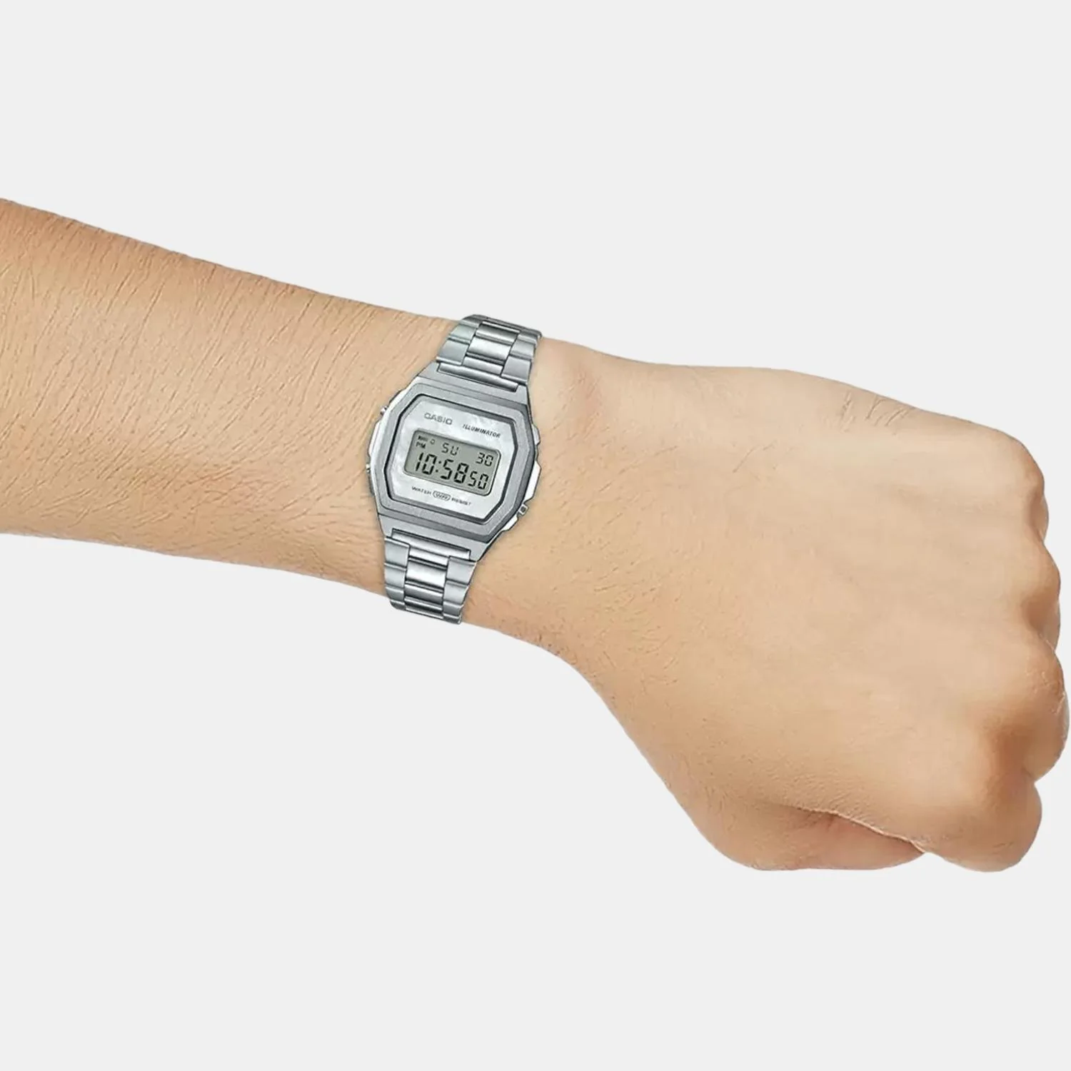 Vintage Unisex Quartz Silver Dial Digital Stainless Steel Watch D193 - Image 6
