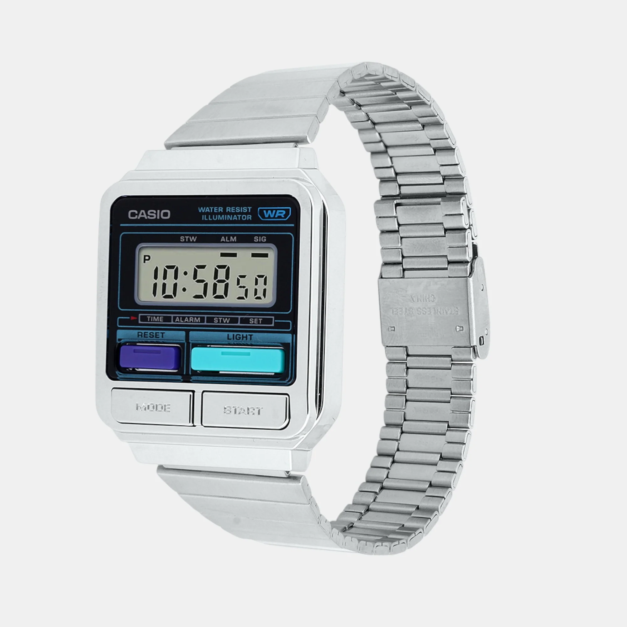 Vintage Unisex Quartz Silver Dial Digital Stainless Steel Watch D321 - Image 2