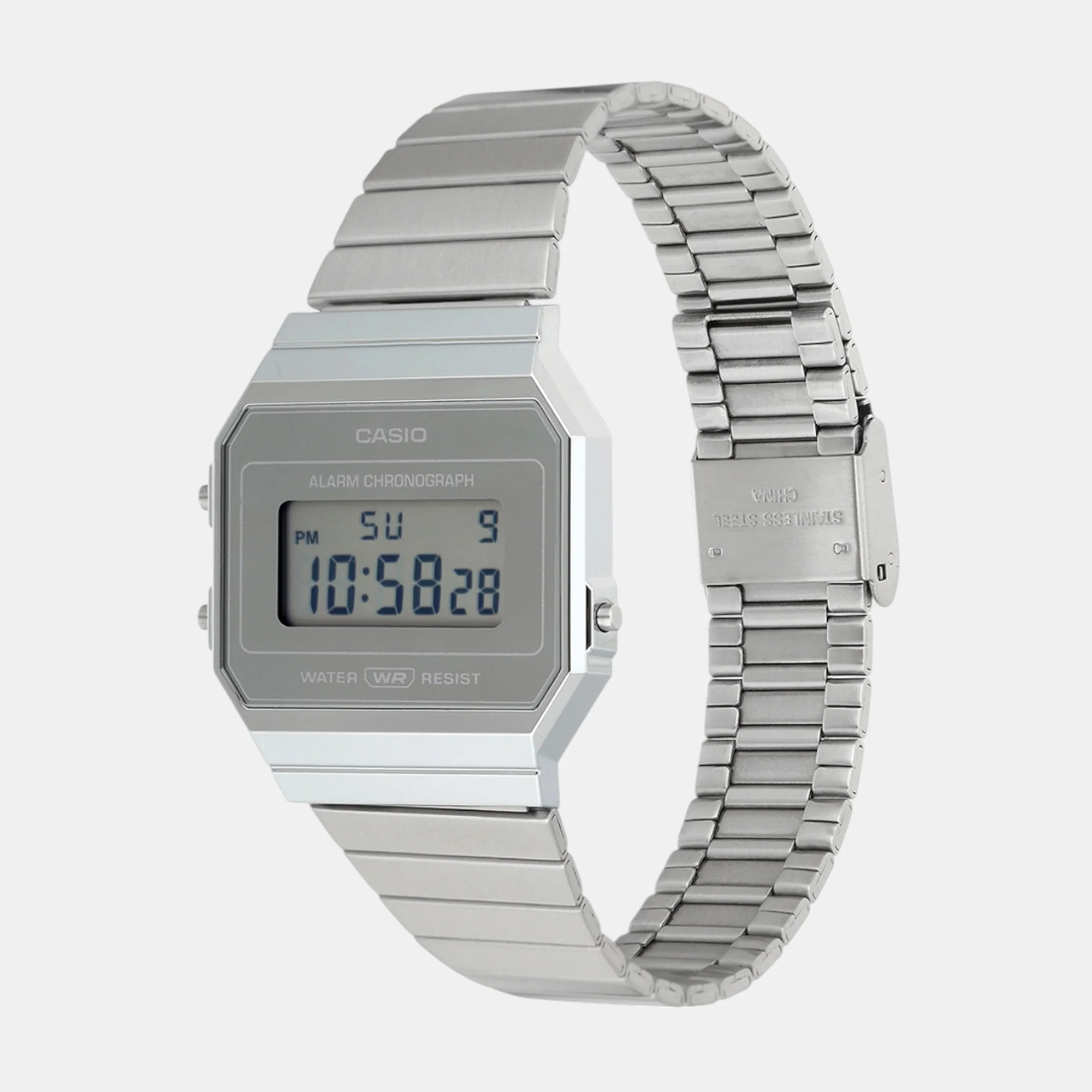 Vintage Unisex Quartz Silver Dial Digital Stainless Steel Watch D346 - Image 2