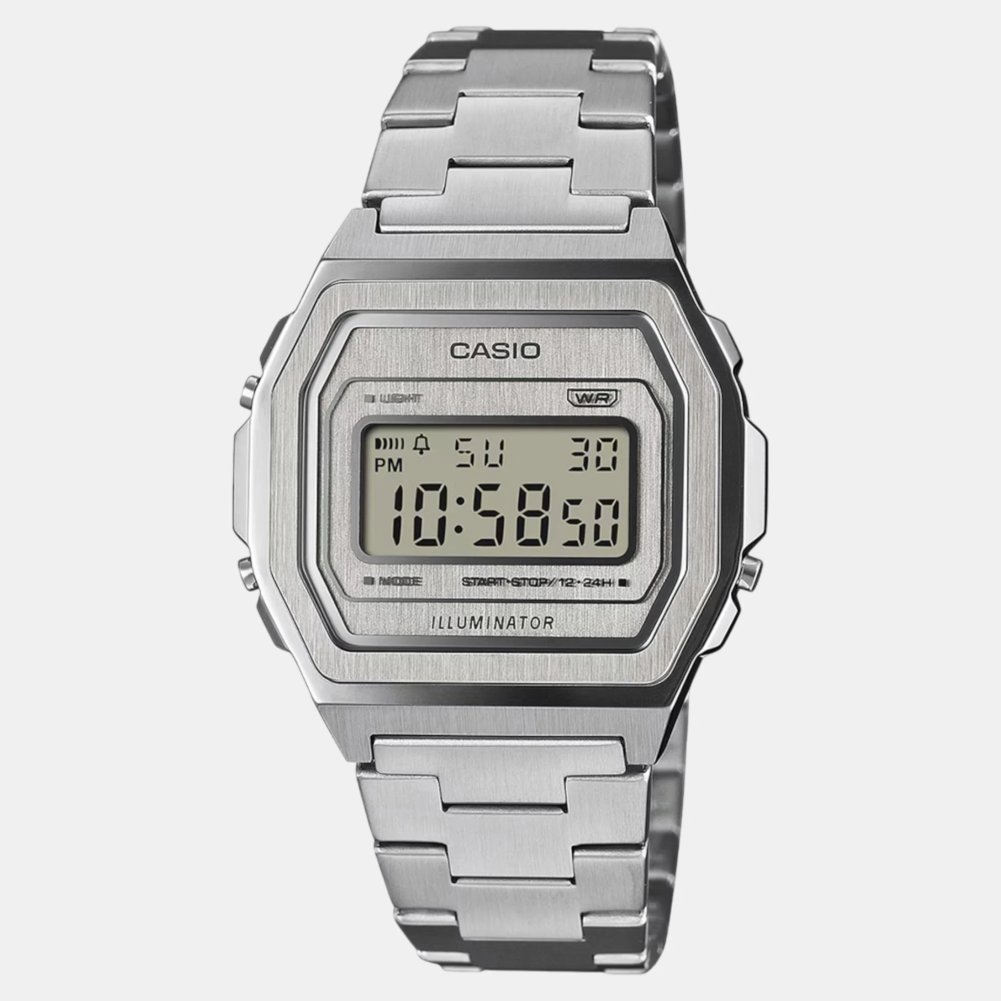 Vintage Unisex Quartz Silver Dial Digital Stainless Steel Watch D364