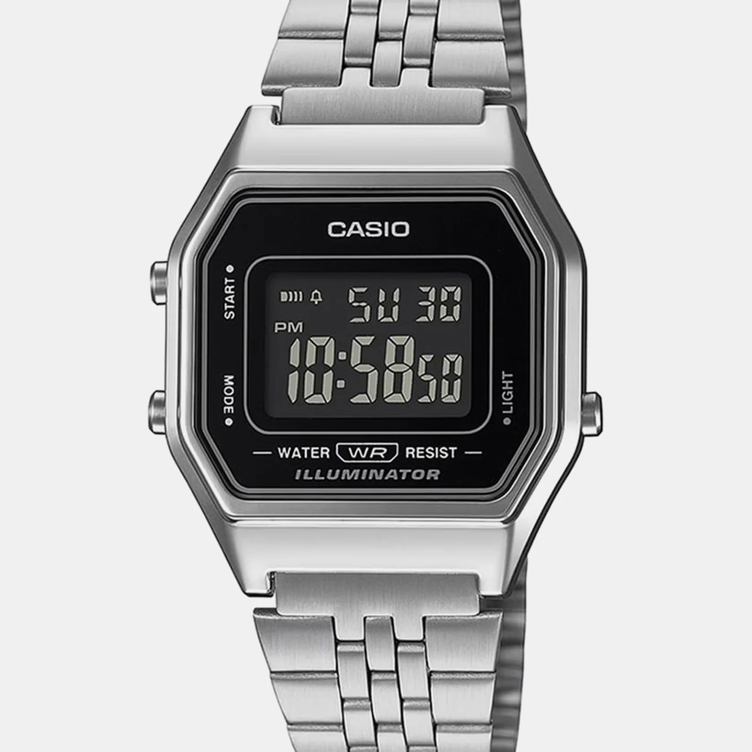 Vintage Women Quartz Black Dial Digital Stainless Steel Watch D408 LA680WA-1BDF - Image 4