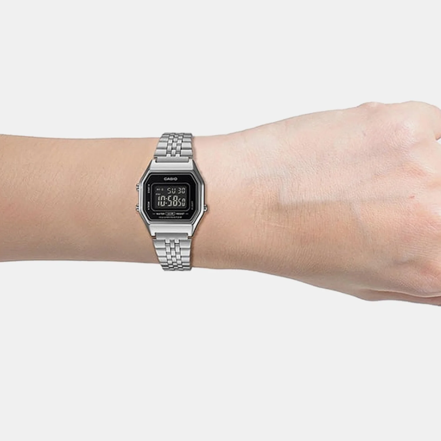 Vintage Women Quartz Black Dial Digital Stainless Steel Watch D408 LA680WA-1BDF - Image 5