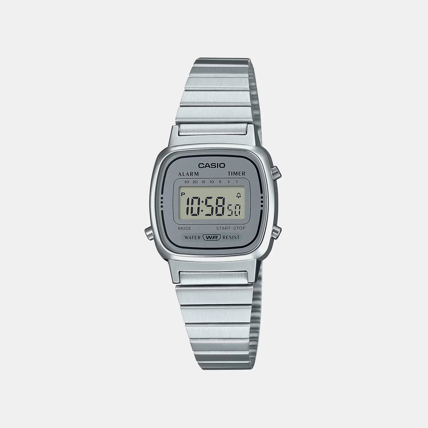 Vintage Women Quartz Grey Dial Digital Stainless Steel Watch D342