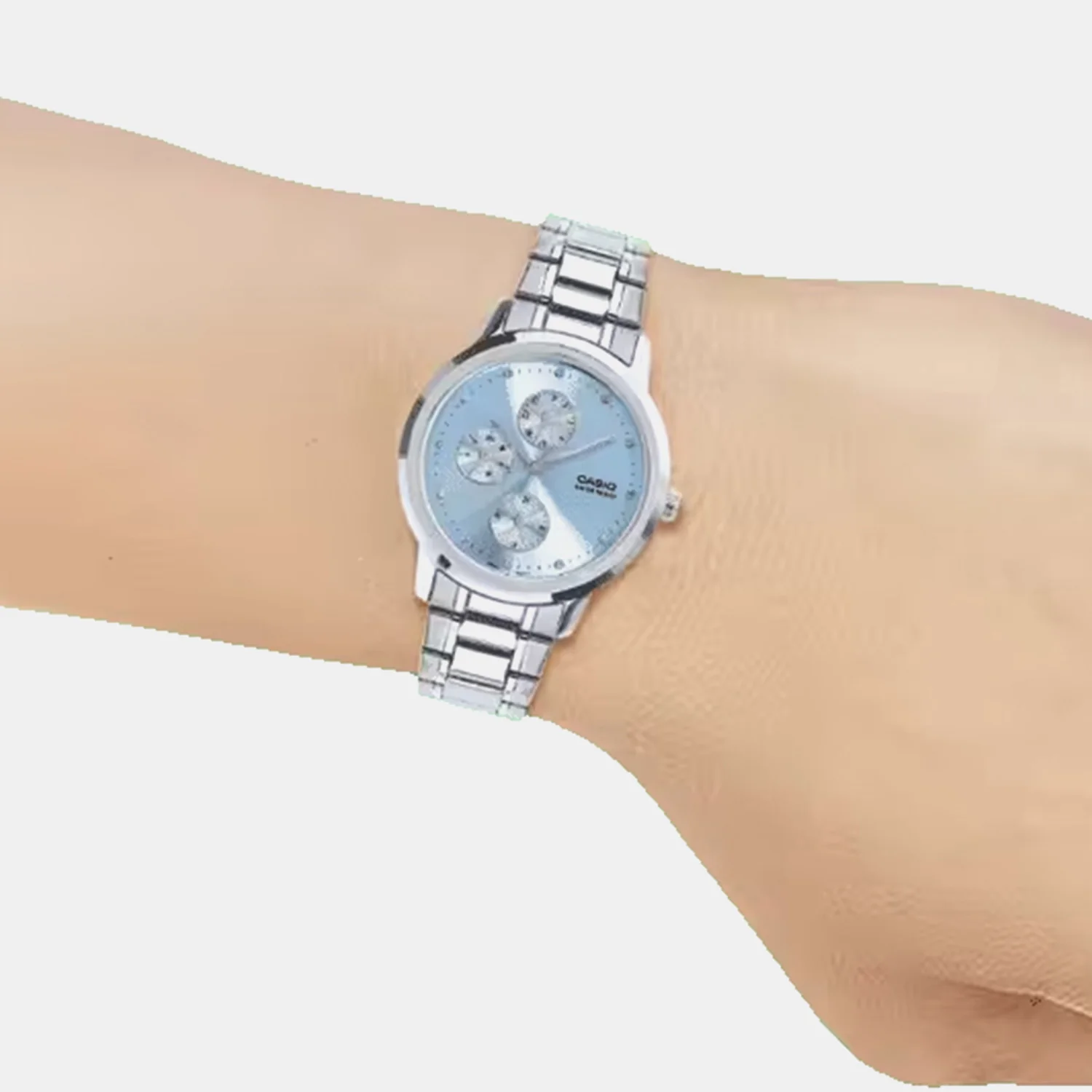 Women Quartz Ice Blue Dial Analog Brass Watch A2492 - Image 2