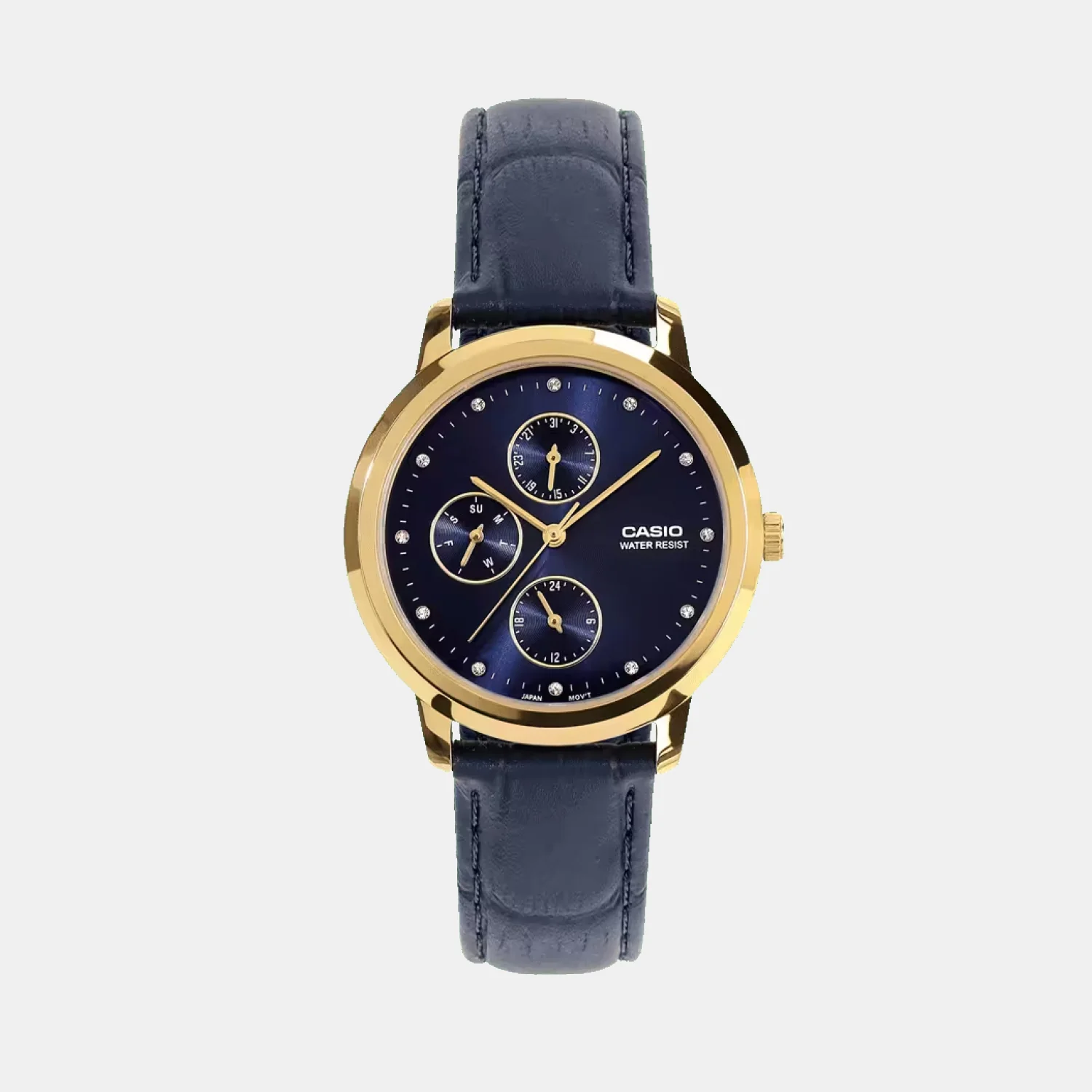 Women Quartz Blue Dial Analog Leather Watch A2493