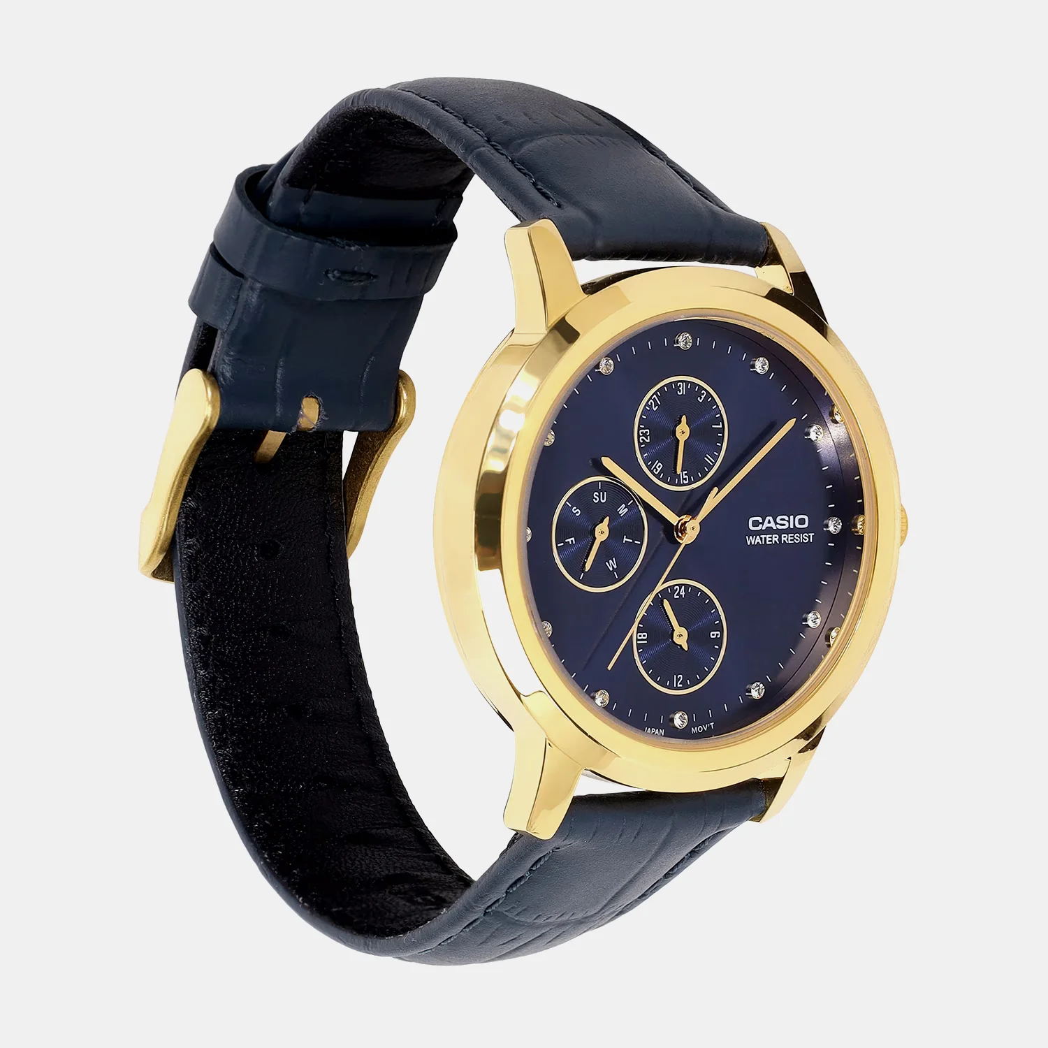 Women Quartz Blue Dial Analog Leather Watch A2493 - Image 2