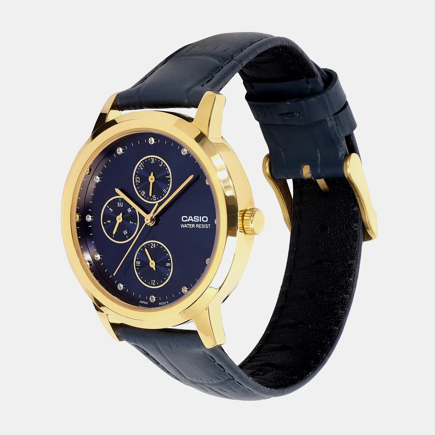 Women Quartz Blue Dial Analog Leather Watch A2493 - Image 3