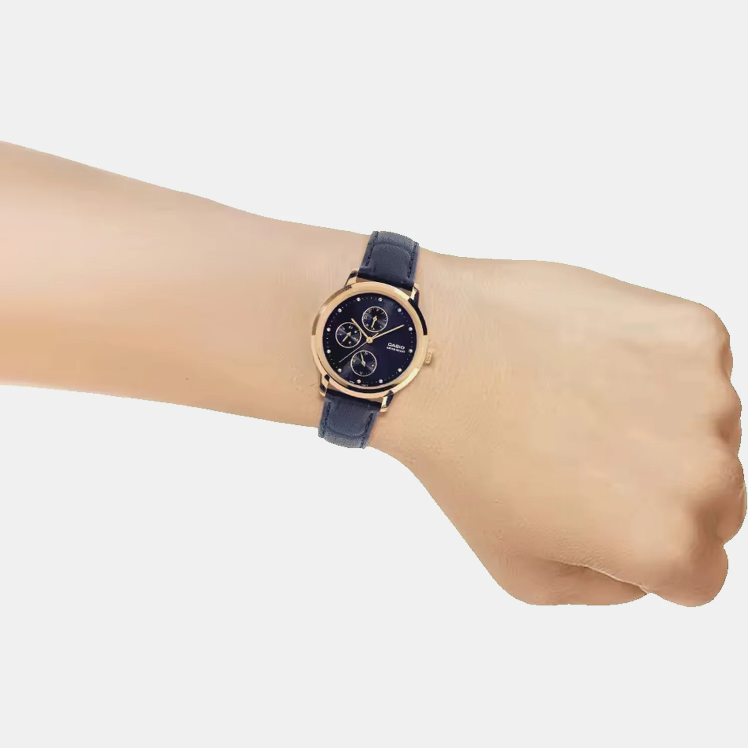 Women Quartz Blue Dial Analog Leather Watch A2493 - Image 6