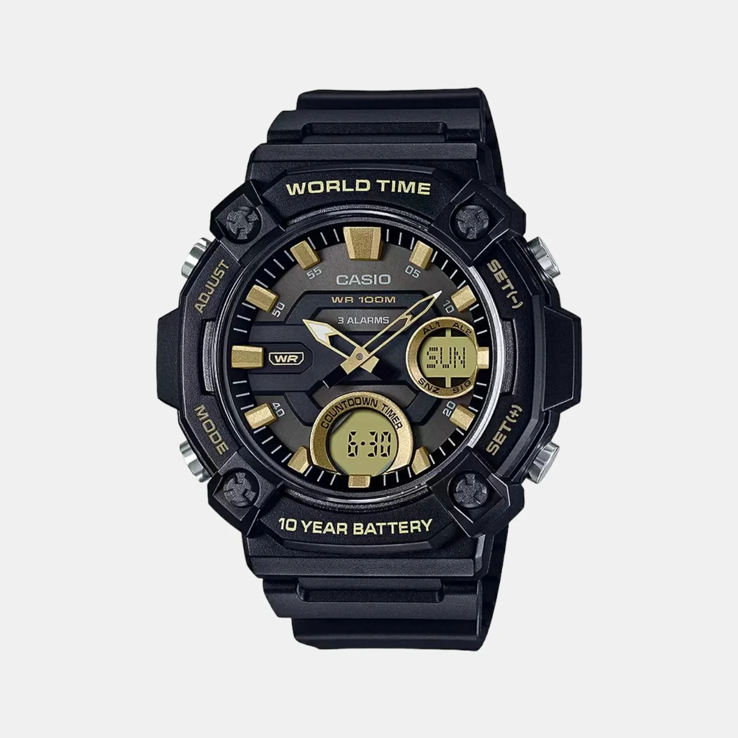 Youth Men Quartz Black Dial Analog-Digital Resin Watch AD264 - Image 2