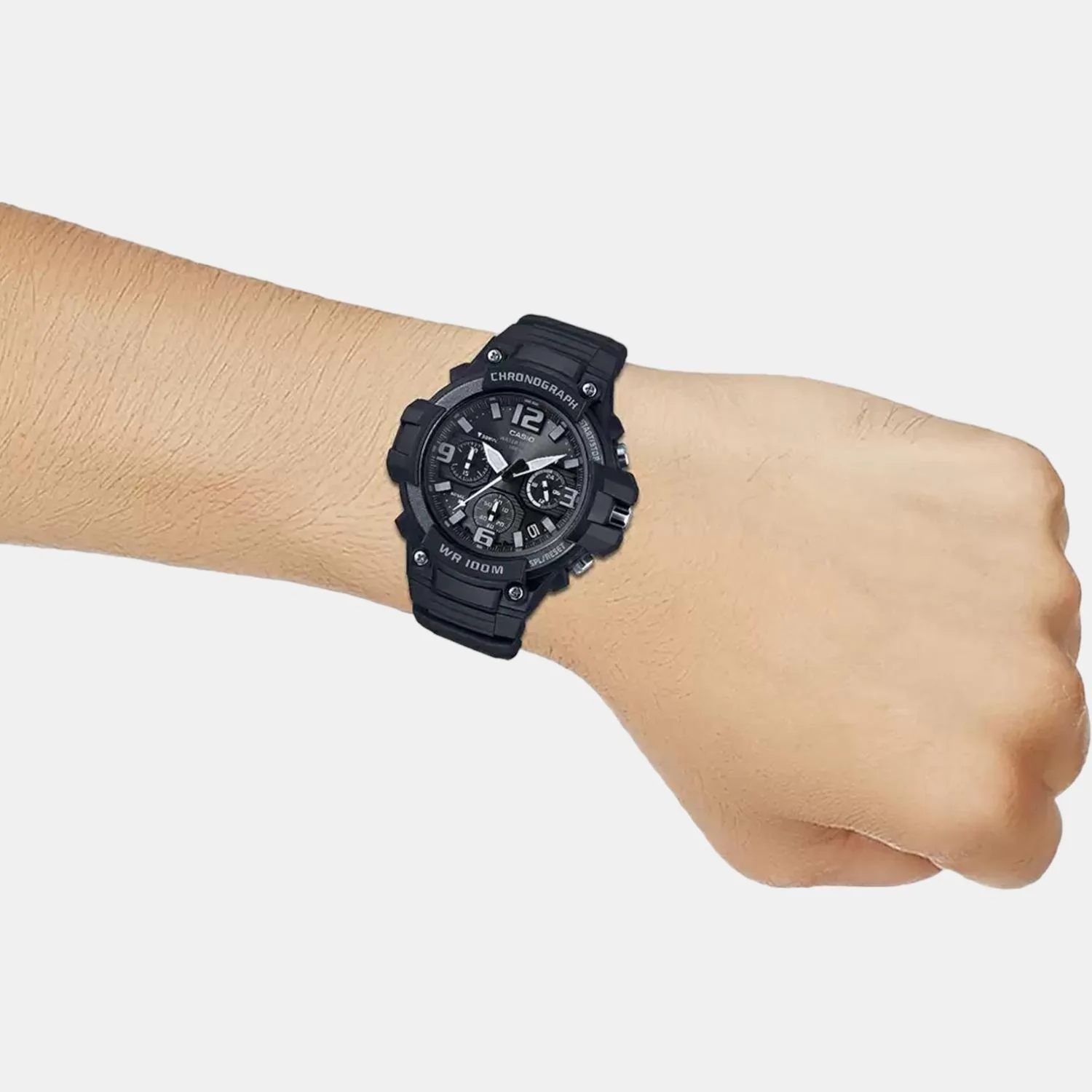Youth Men Quartz Black Dial Chronograph Resin Watch AD213 - Image 6