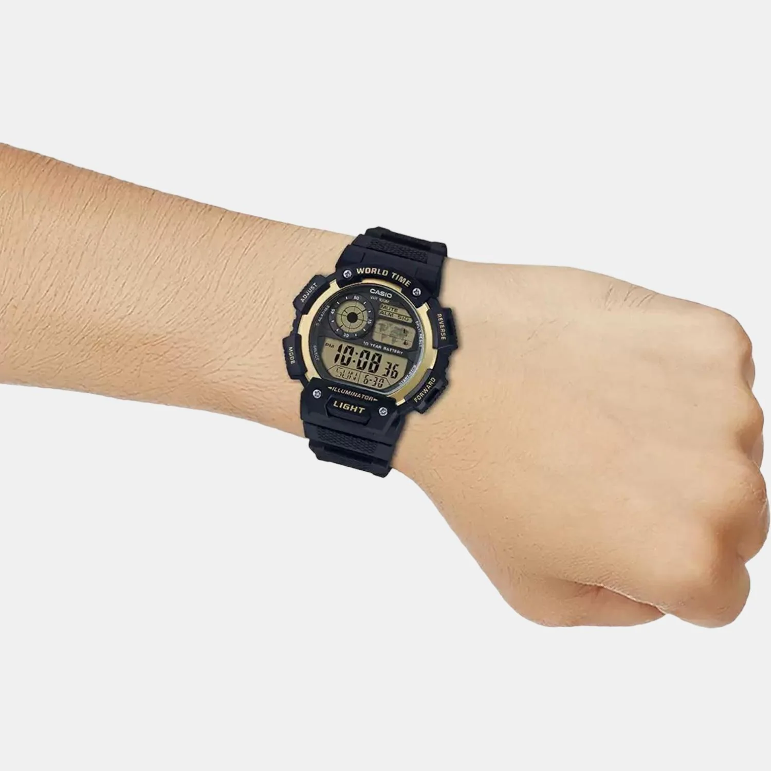 Youth Men Quartz Gold Dial Digital Resin Watch D151 - Image 5