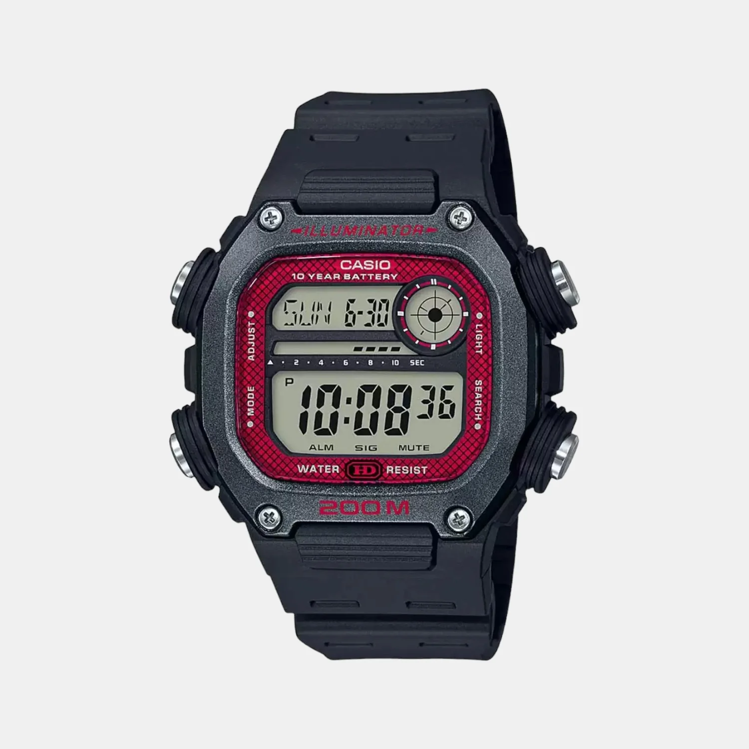 Youth Men Quartz Red Dial Digital Resin Watch I117