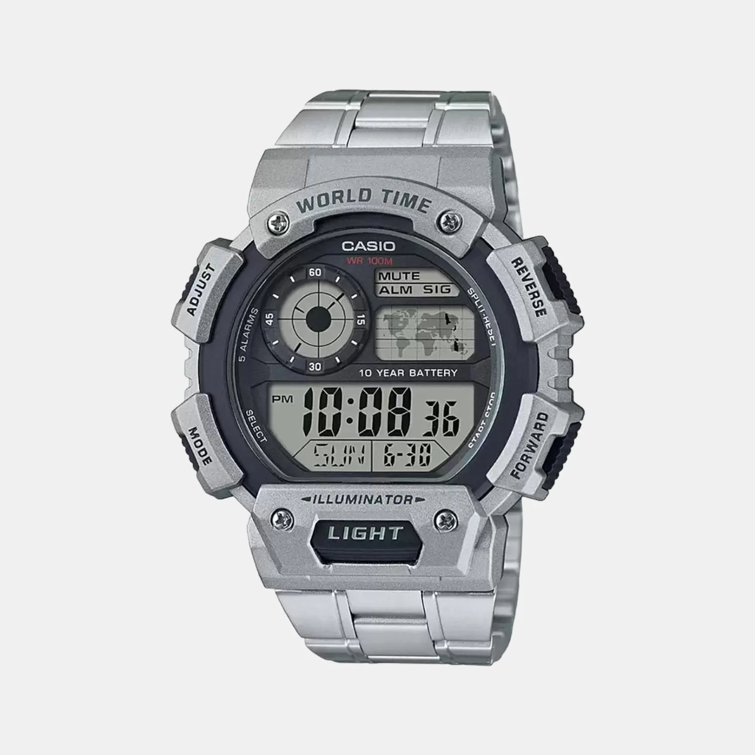 Youth Men Quartz Black Dial Digital Stainless Steel Watch D153