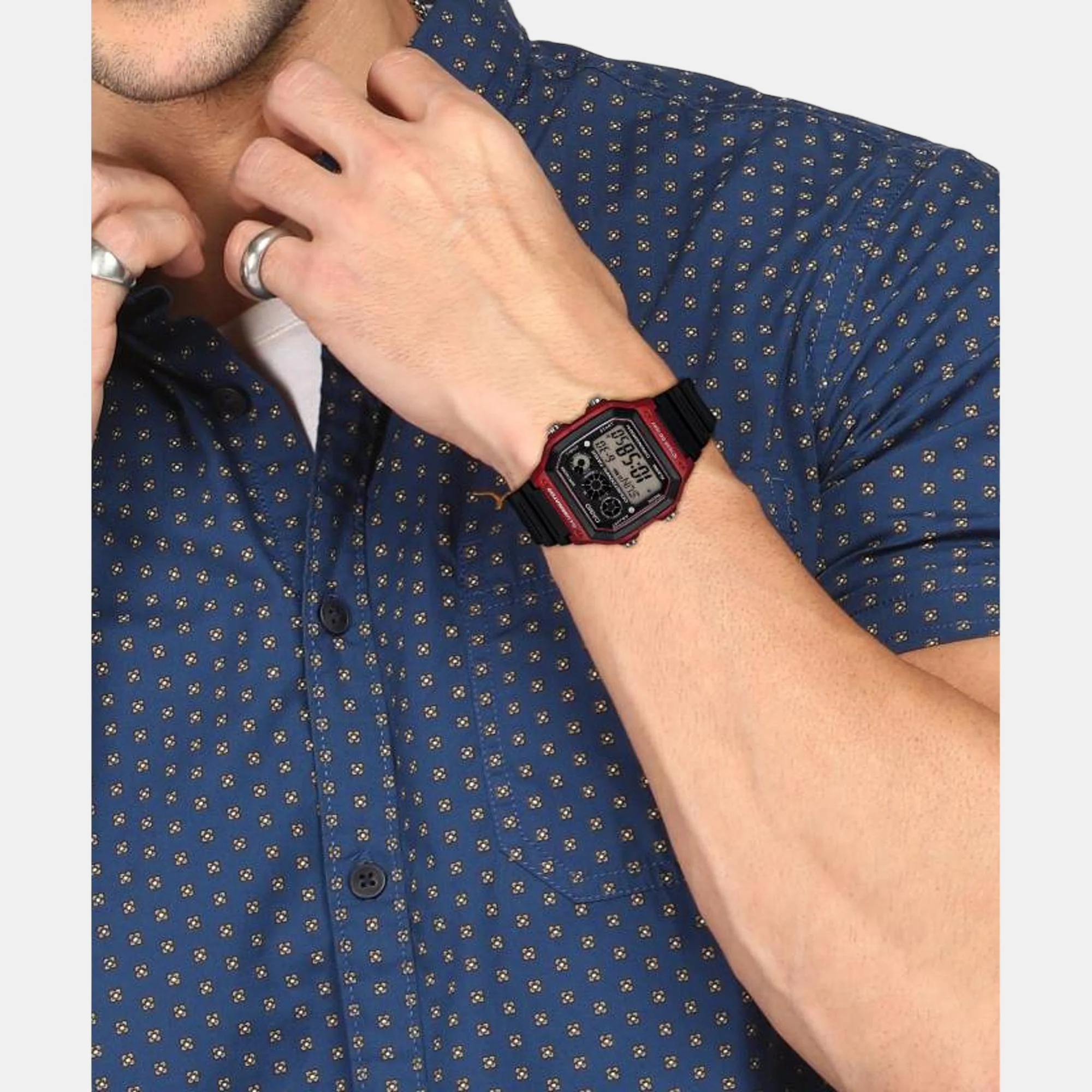 Youth Men Quartz Grey Dial Digital Resin Watch D108 - Image 2