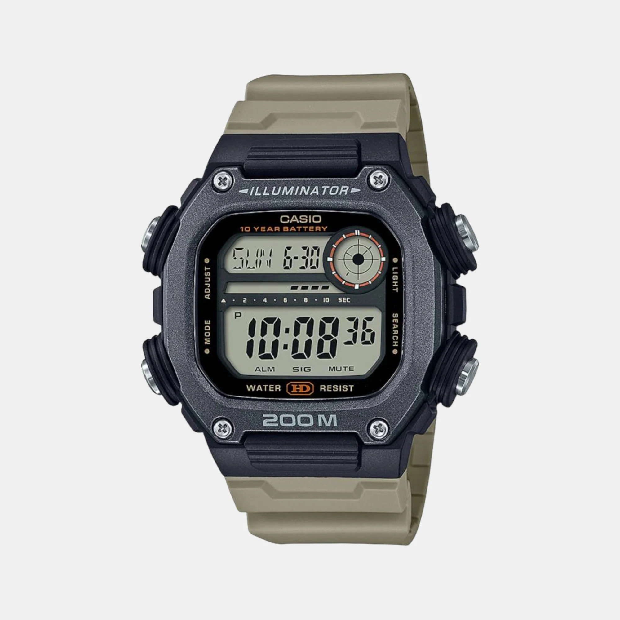 Youth Men Quartz Grey Dial Digital Resin Watch I125