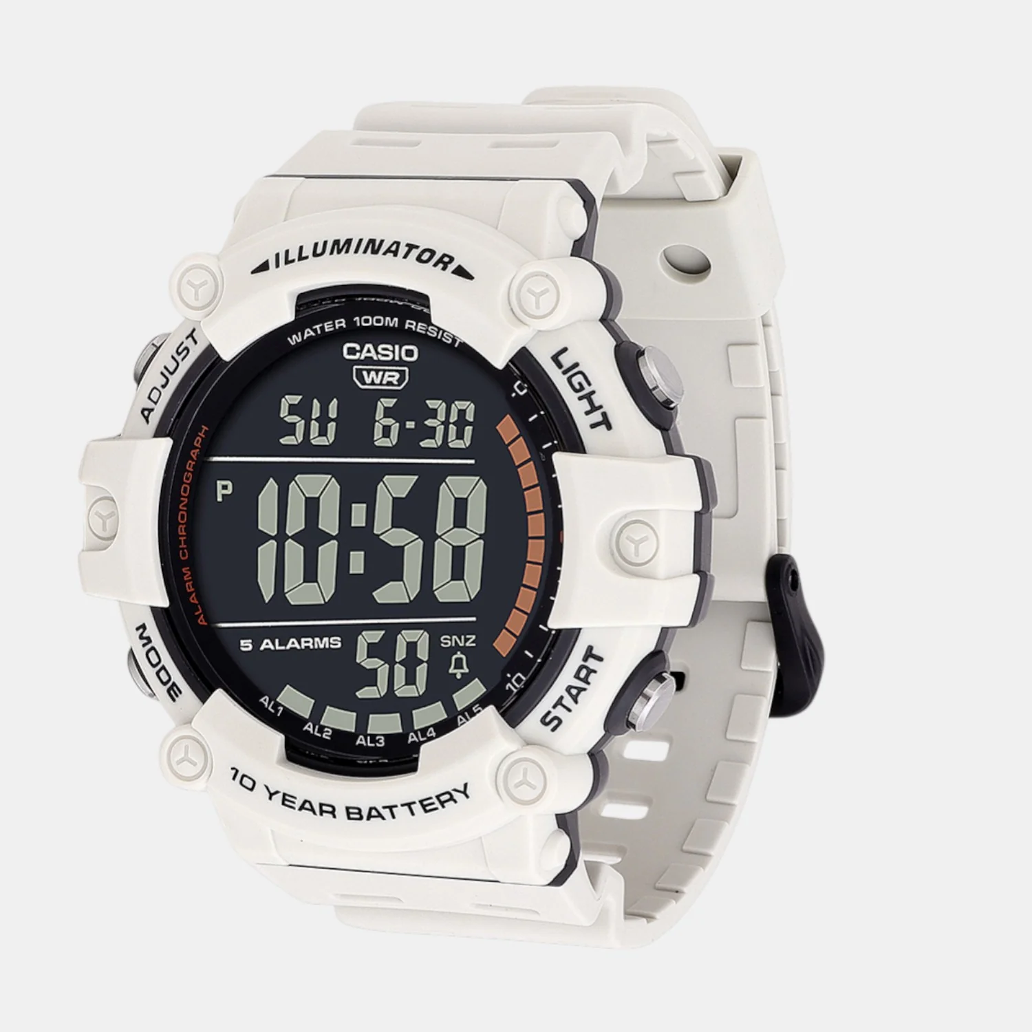 Youth Men Quartz White Dial Digital Resin Watch D320 - Image 4