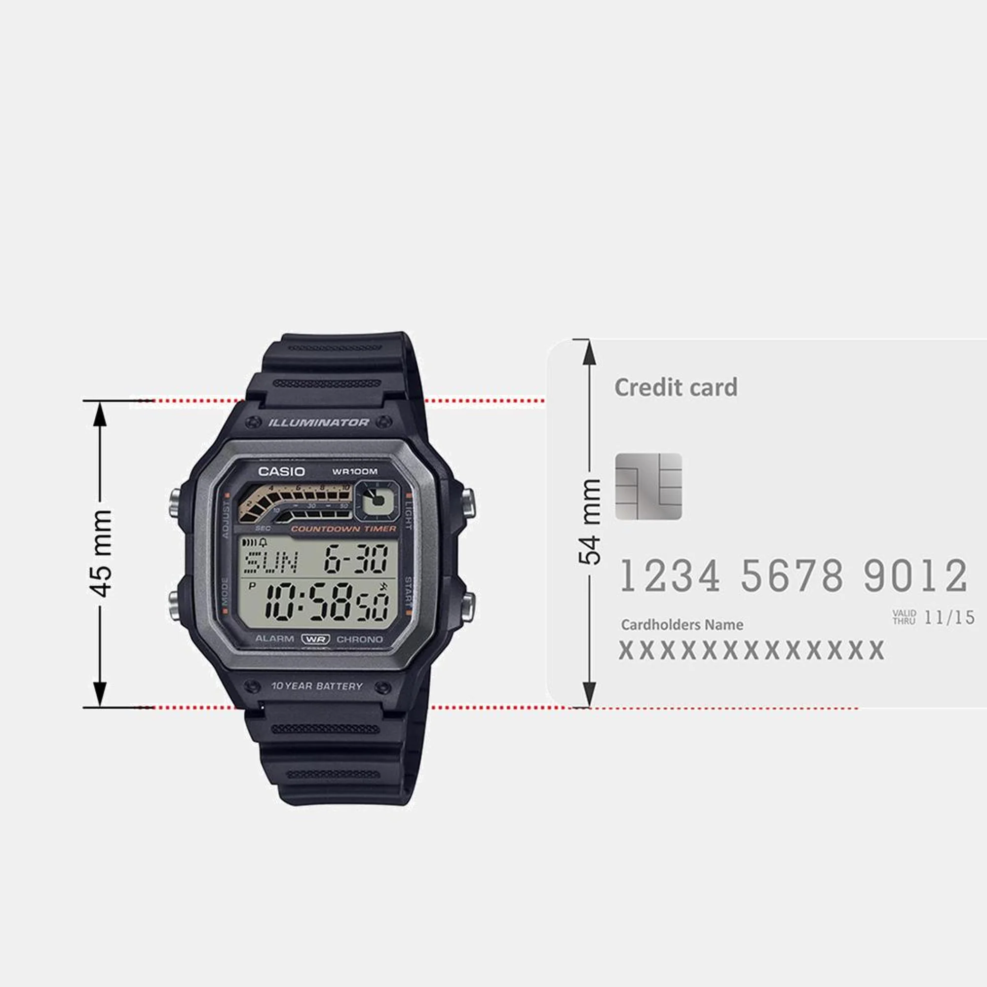 Youth Unisex Quartz Black Dial Digital Resin Watch D308 - Image 2