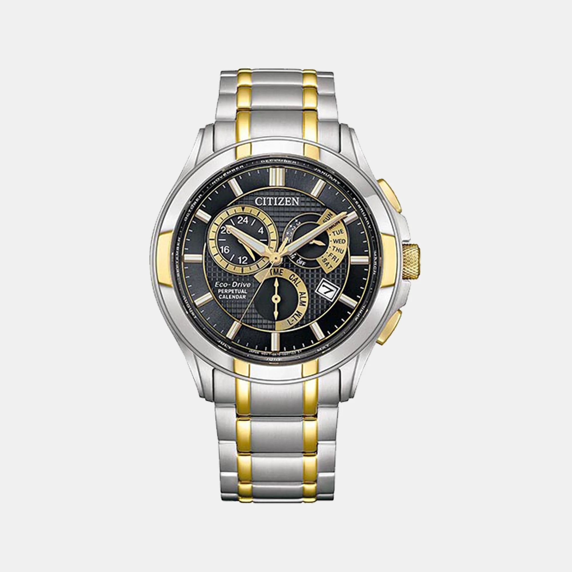 BI Men Eco-Drive Black Dial Chronograph Stainless Steel Watch BL8164-57E