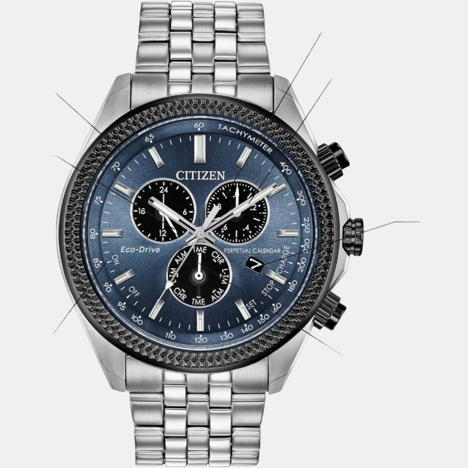 BI Men Quartz Blue Dial Chronograph Stainless Steel Watch BL5568-54L - Image 4