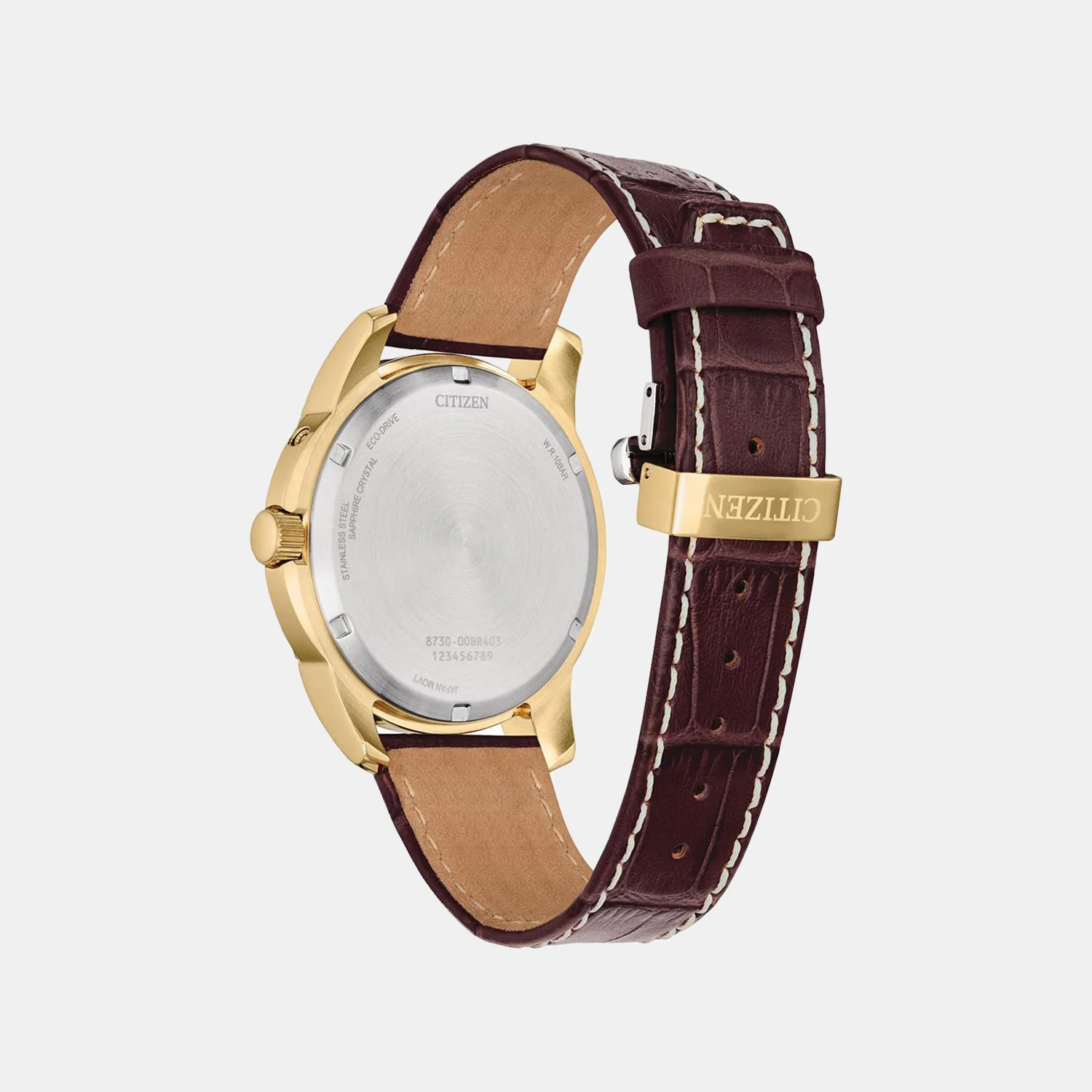 Calendrier Men Eco-Drive Ivory Dial Analog Leather Watch BU0082-06P - Image 3