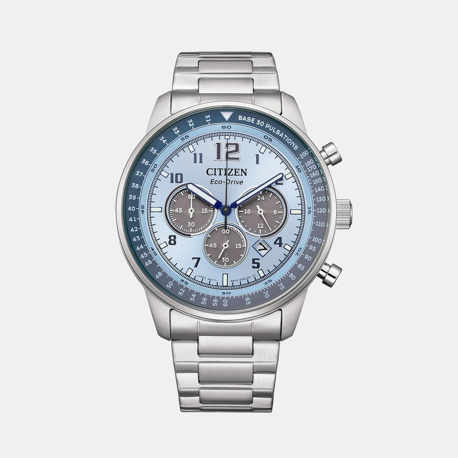 Eco-Drive Men Eco-Drive Light Blue Dial Chronograph Stainless Steel Watch CA4500-83M - Image 2