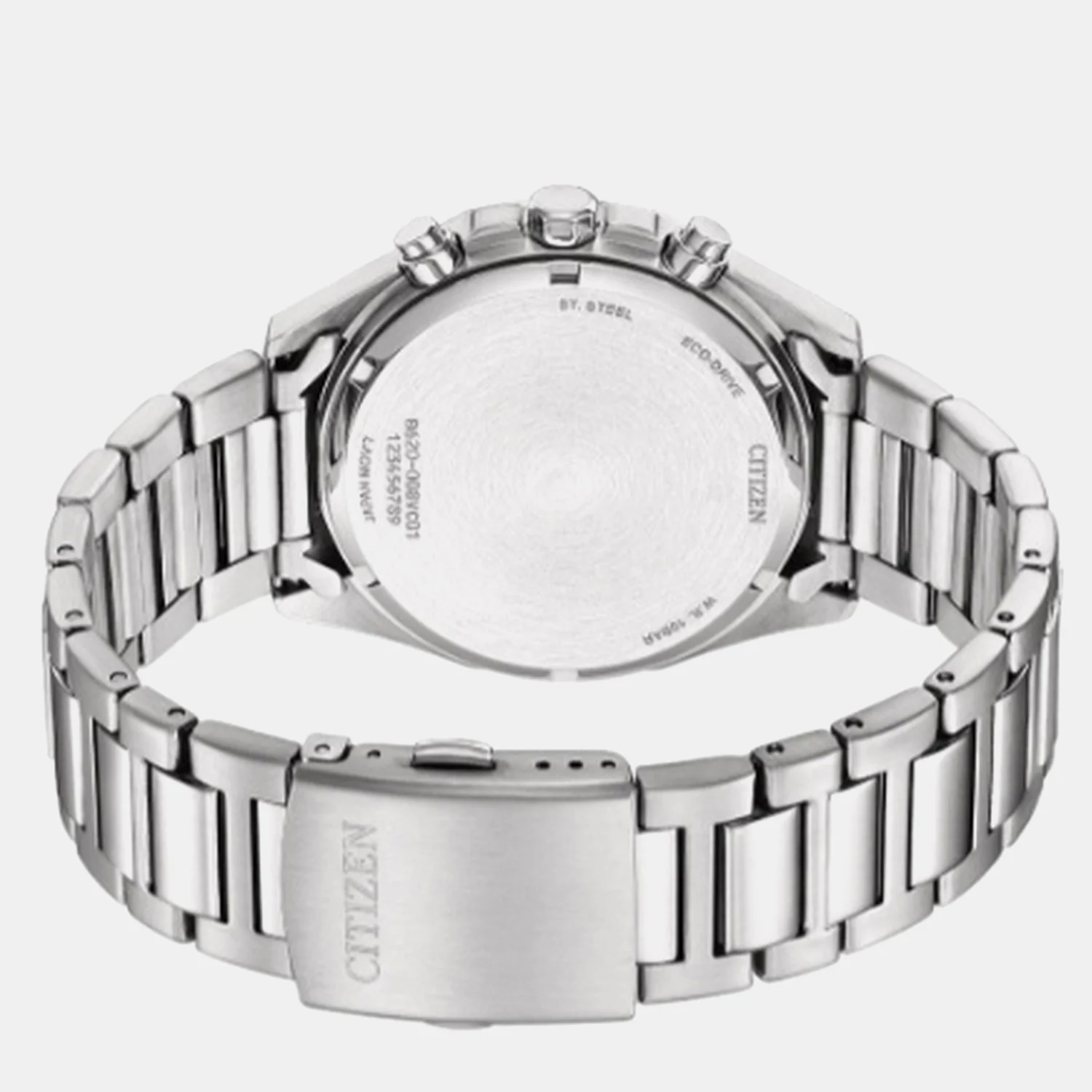 Eco-Drive Men Eco-Drive White Dial Chronograph Stainless Steel Watch CA4590-81A - Image 4