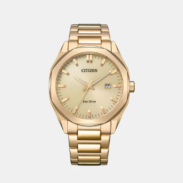 Eco-Drive Men Quartz Champagne Dial Analog Stainless Steel Watch BM7603-82P - Image 2