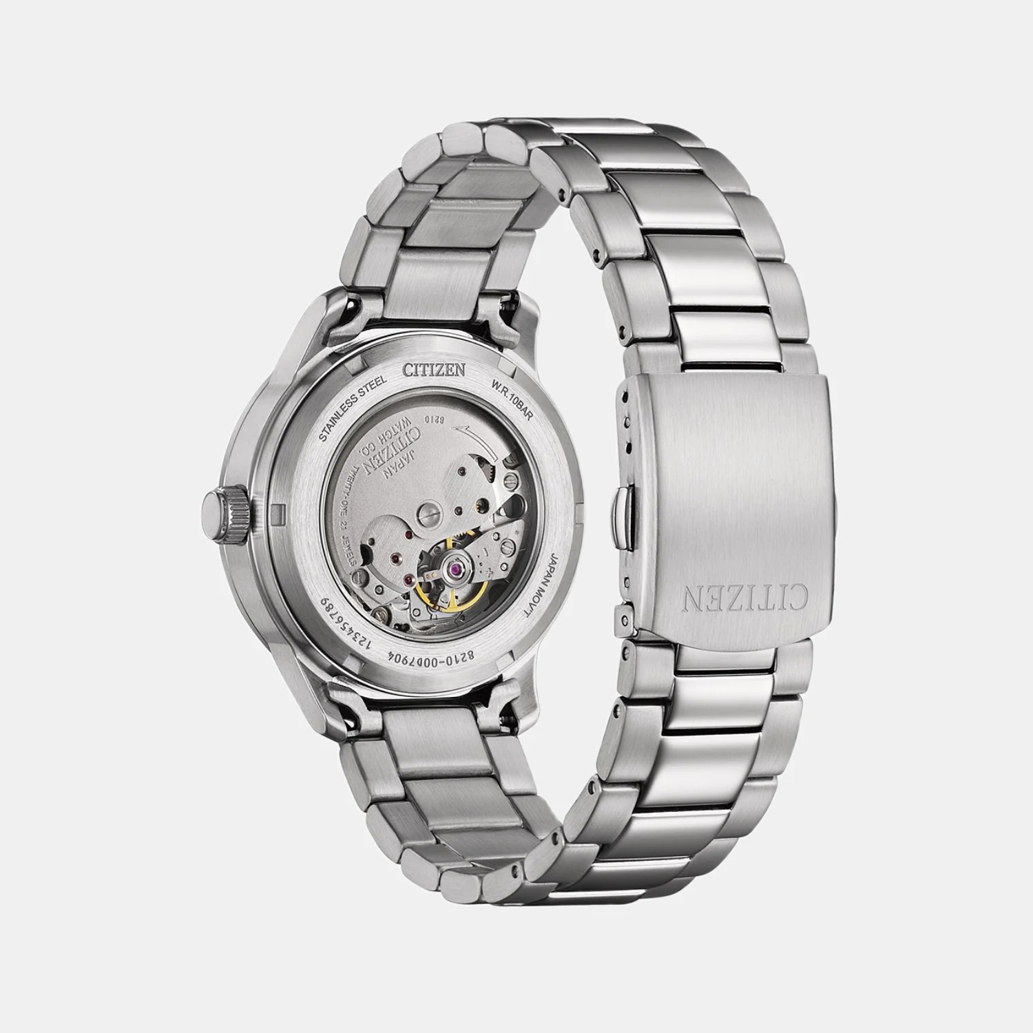 Mechanical 3 Hands Men Automatic Salmon Dial Analog Stainless Steel Watch NJ0191-83X - Image 2