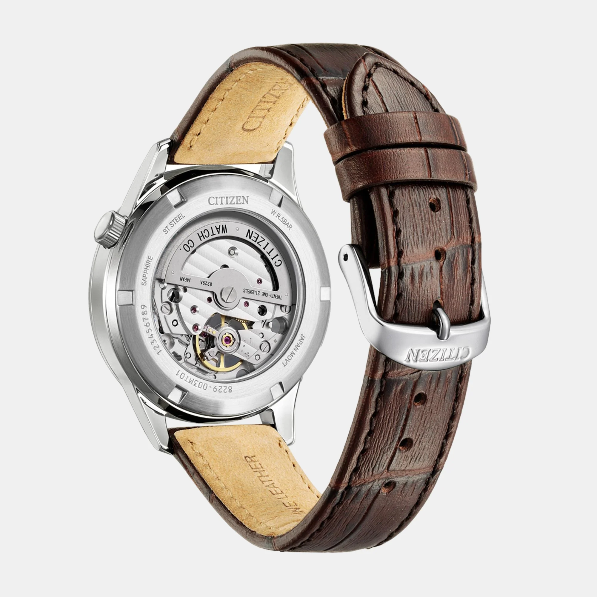 Mechanical Open Heart Men Quartz Beige Dial Analog Leather Watch NH9130-17A - Image 4