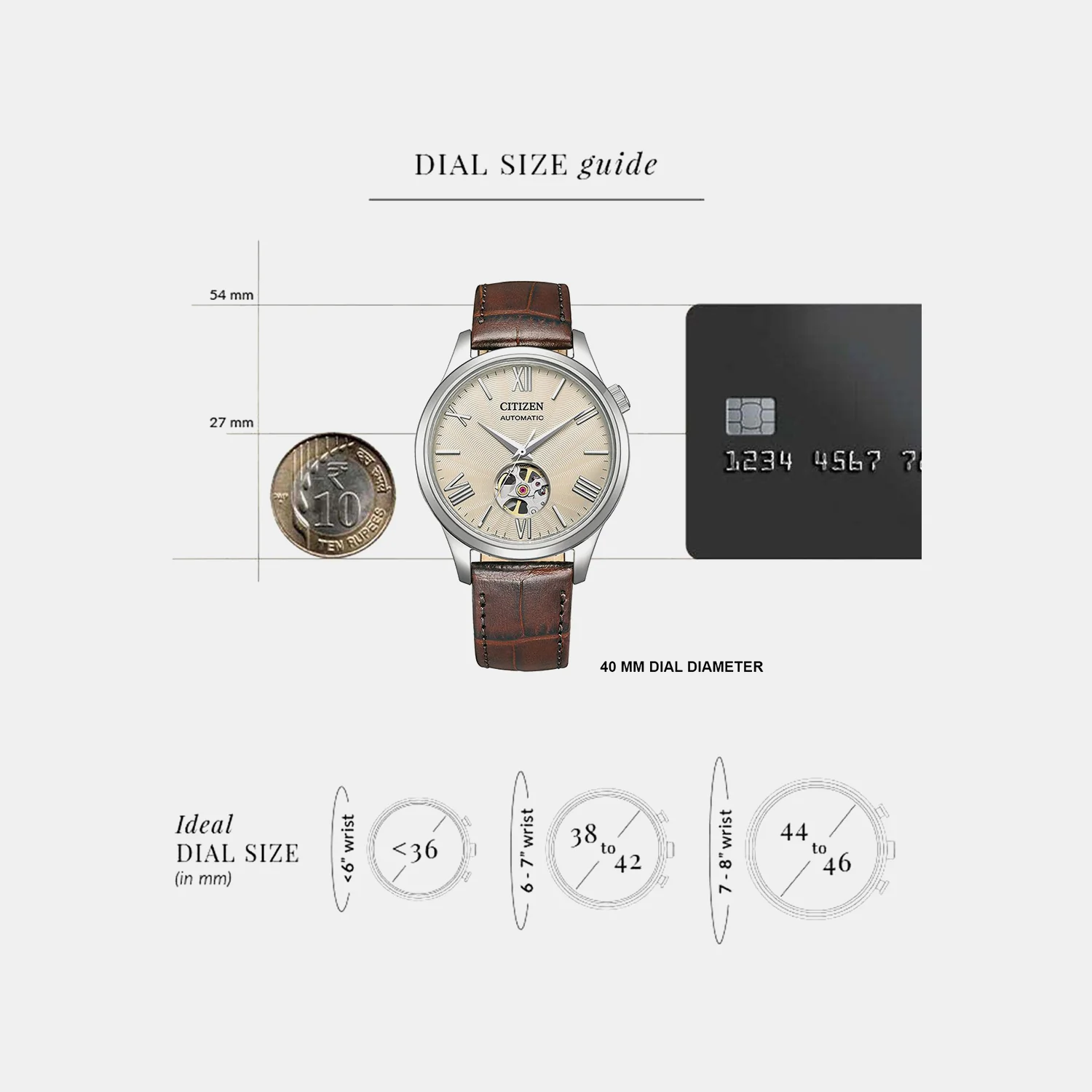 Mechanical Open Heart Men Quartz Beige Dial Analog Leather Watch NH9130-17A - Image 5