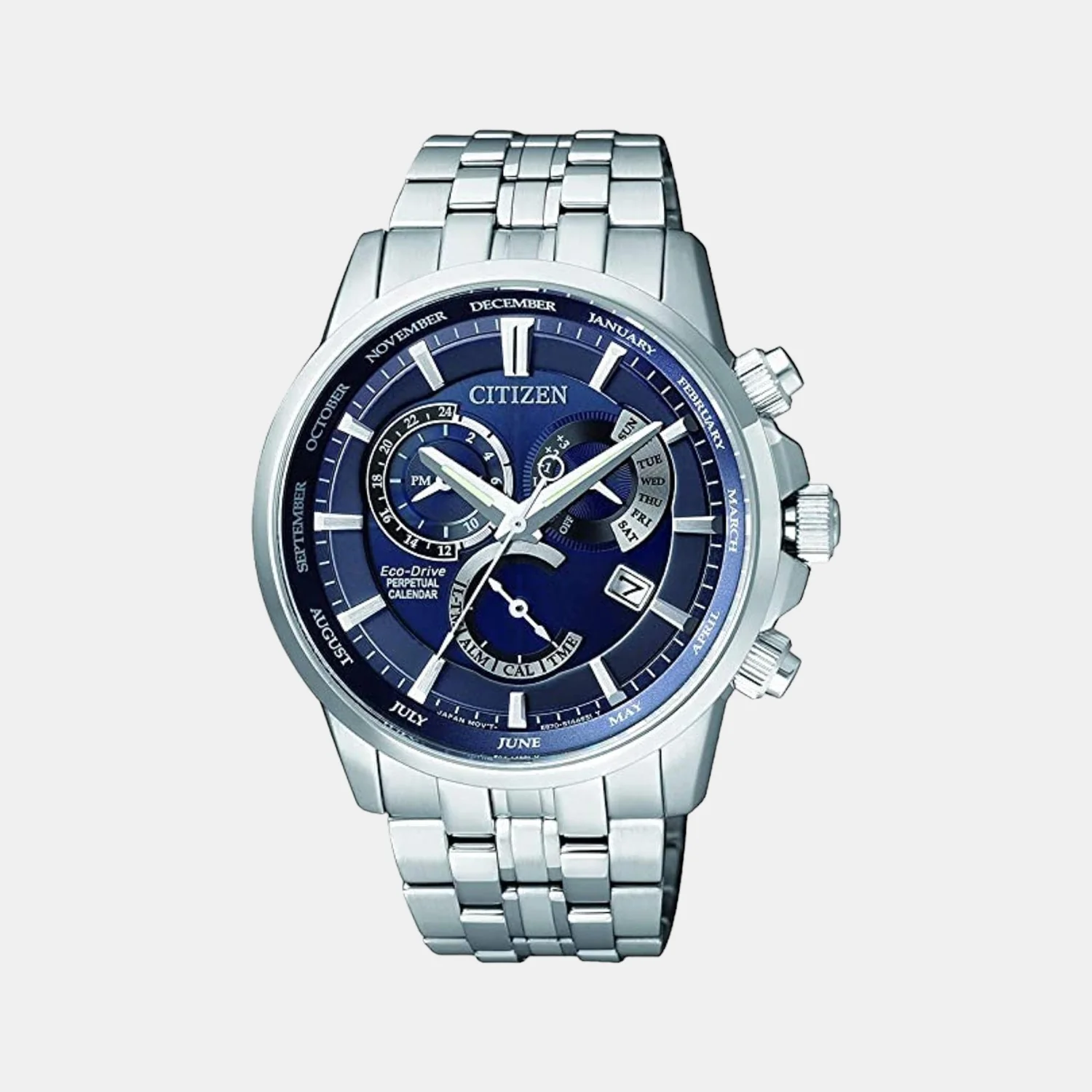 Men Automatic Blue Dial Chronograph Stainless Steel Watch BL8140-80L
